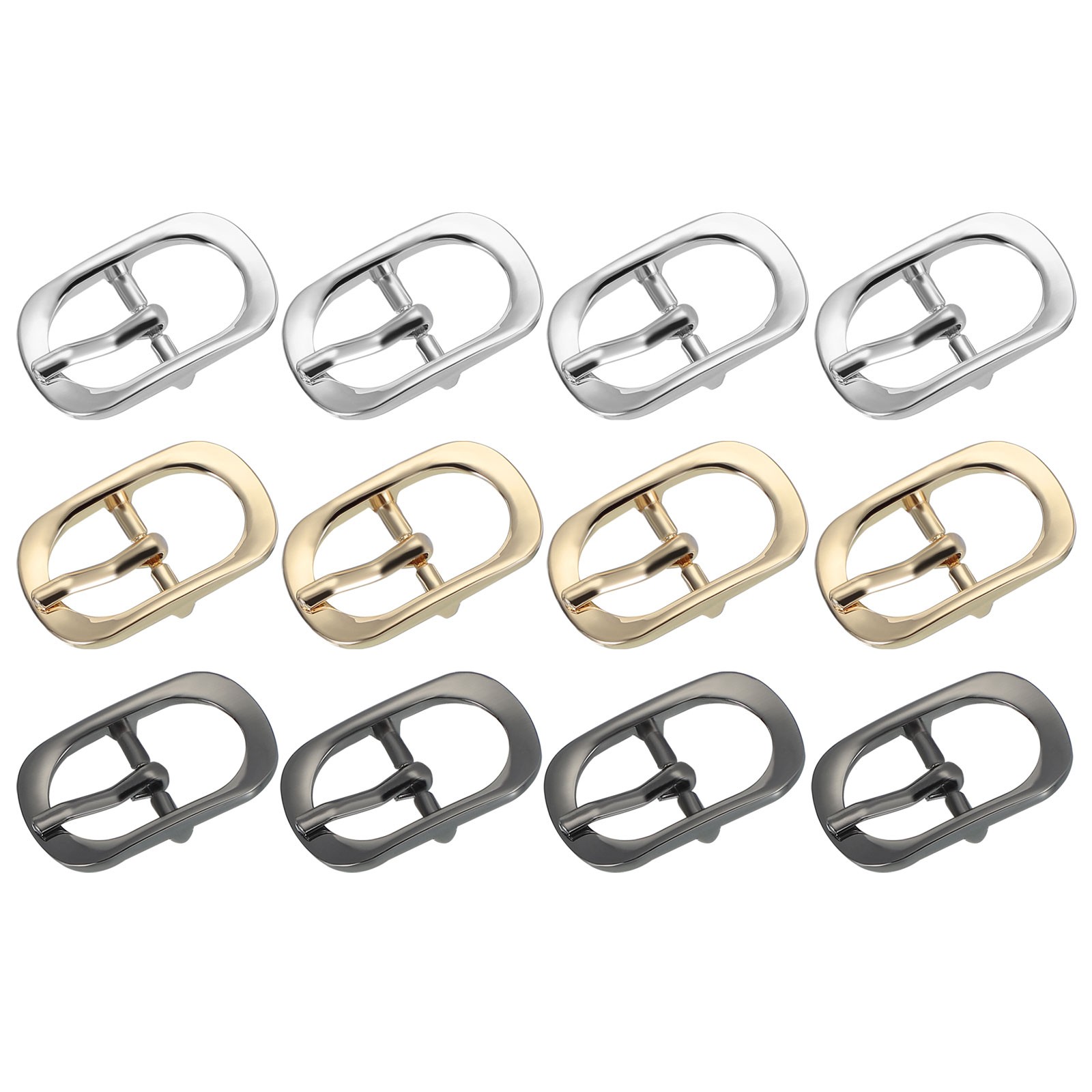 12 Pcs Black/Silver/Light Gold 0.6&Prime; Single Prong Belt Buckle Roller Pin Buckle