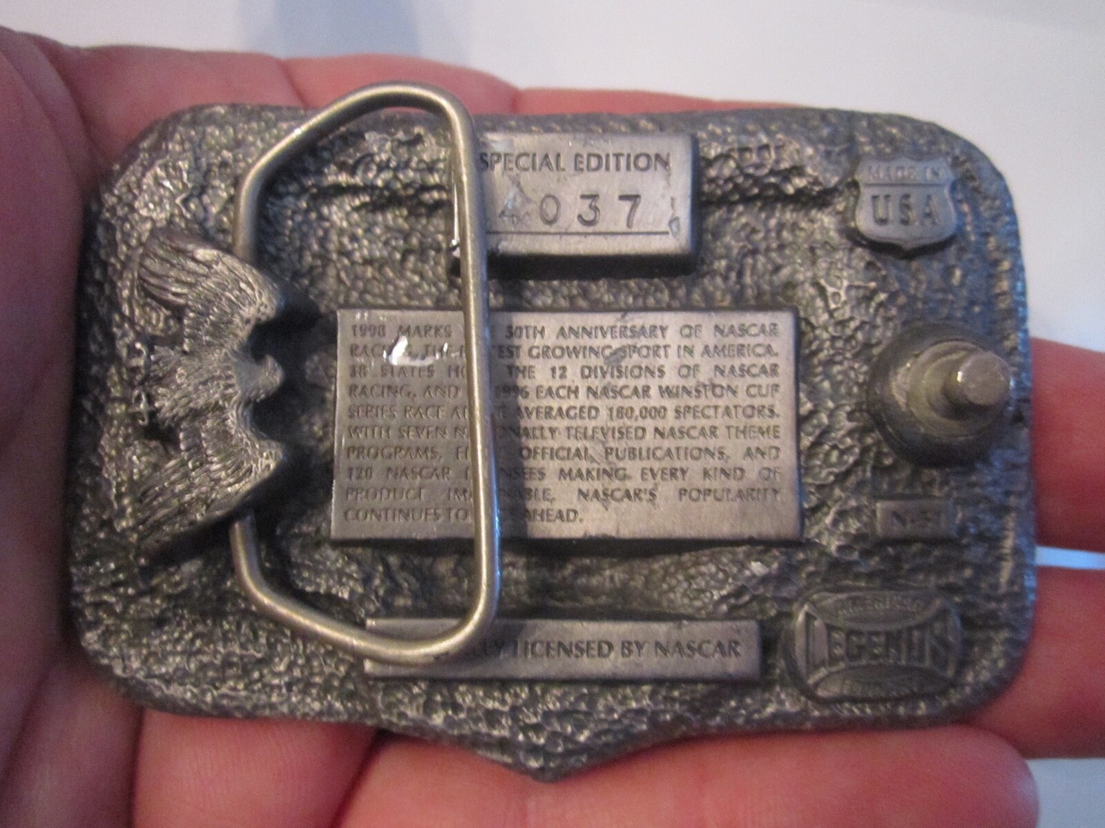 1998 NASCAR 50TH ANNIVERSARY BELT BUCKLE – #4037 – TUB CR