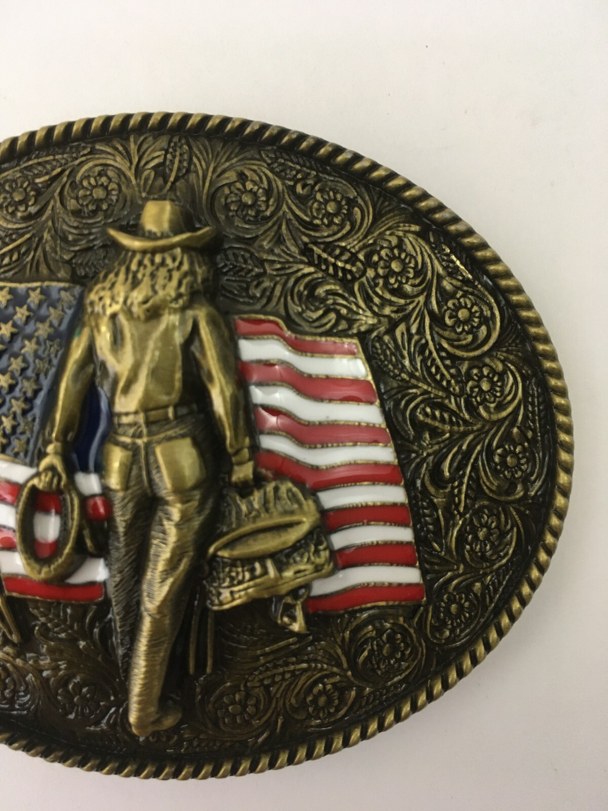 Cowgirl Belt Buckle American West Cow Girl USA Flag