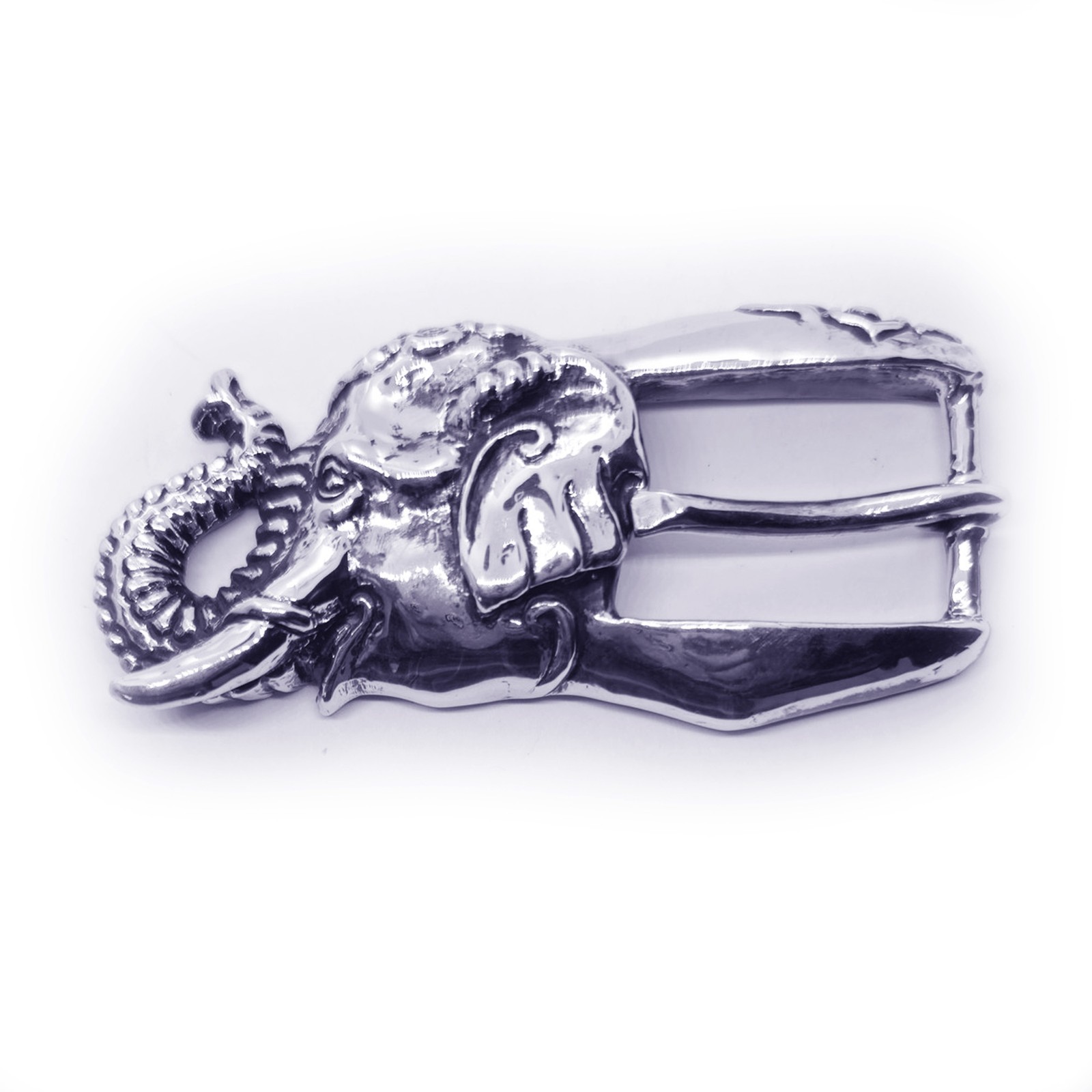 Elephant Head Sterling Silver Belt Buckle