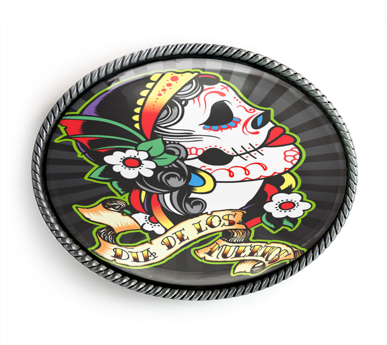 Sugar Skull Belt Buckle – Day of the Dead Rockabilly Tattoo Punk Buckle – 75