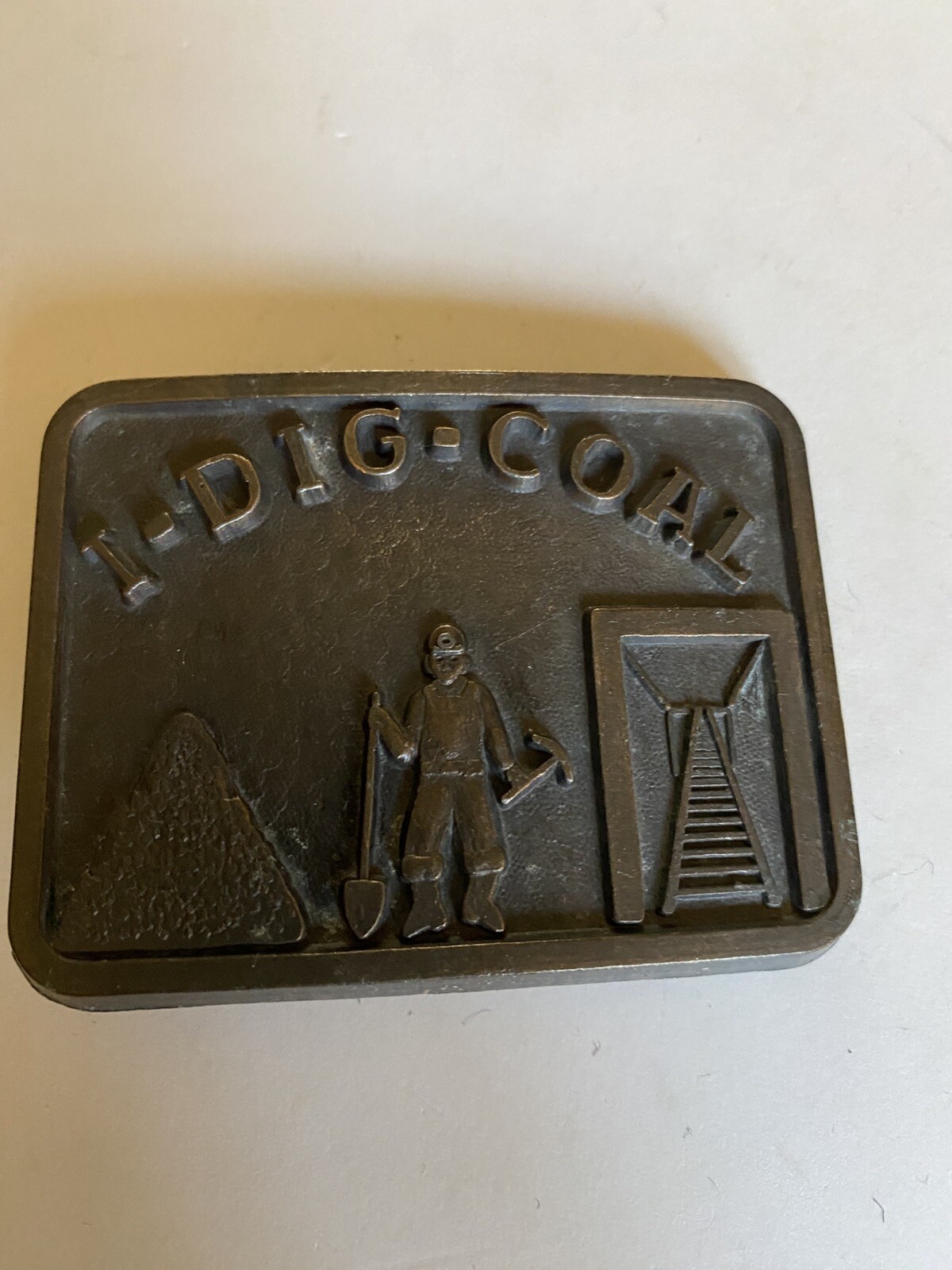 Belt Buckle Vintage Brass (I Dig Coal ) Unmarked