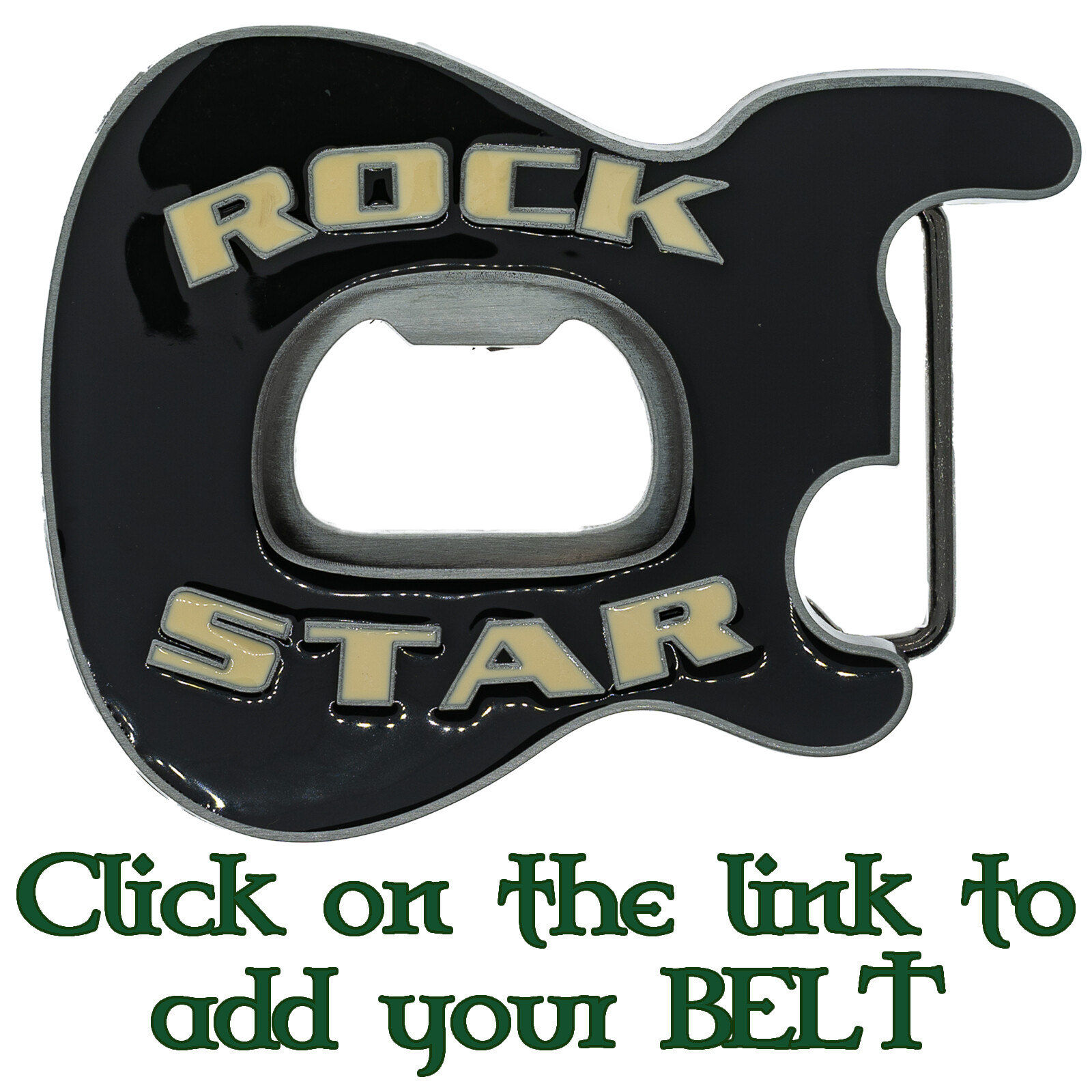 Rock Star Guitar Belt Buckle Biker Rock Musician Music Chrome Metal
