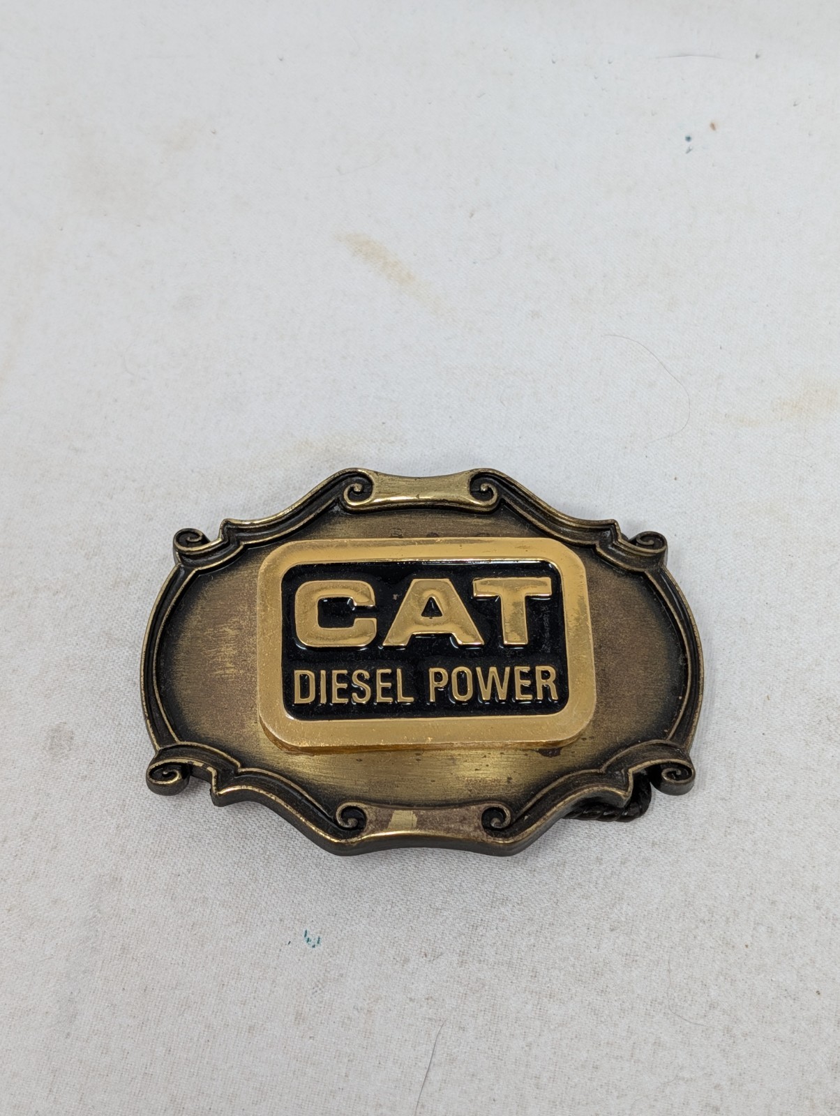 CAT Diesel Power belt buckle 1980 USA Excellent Condition Raintree