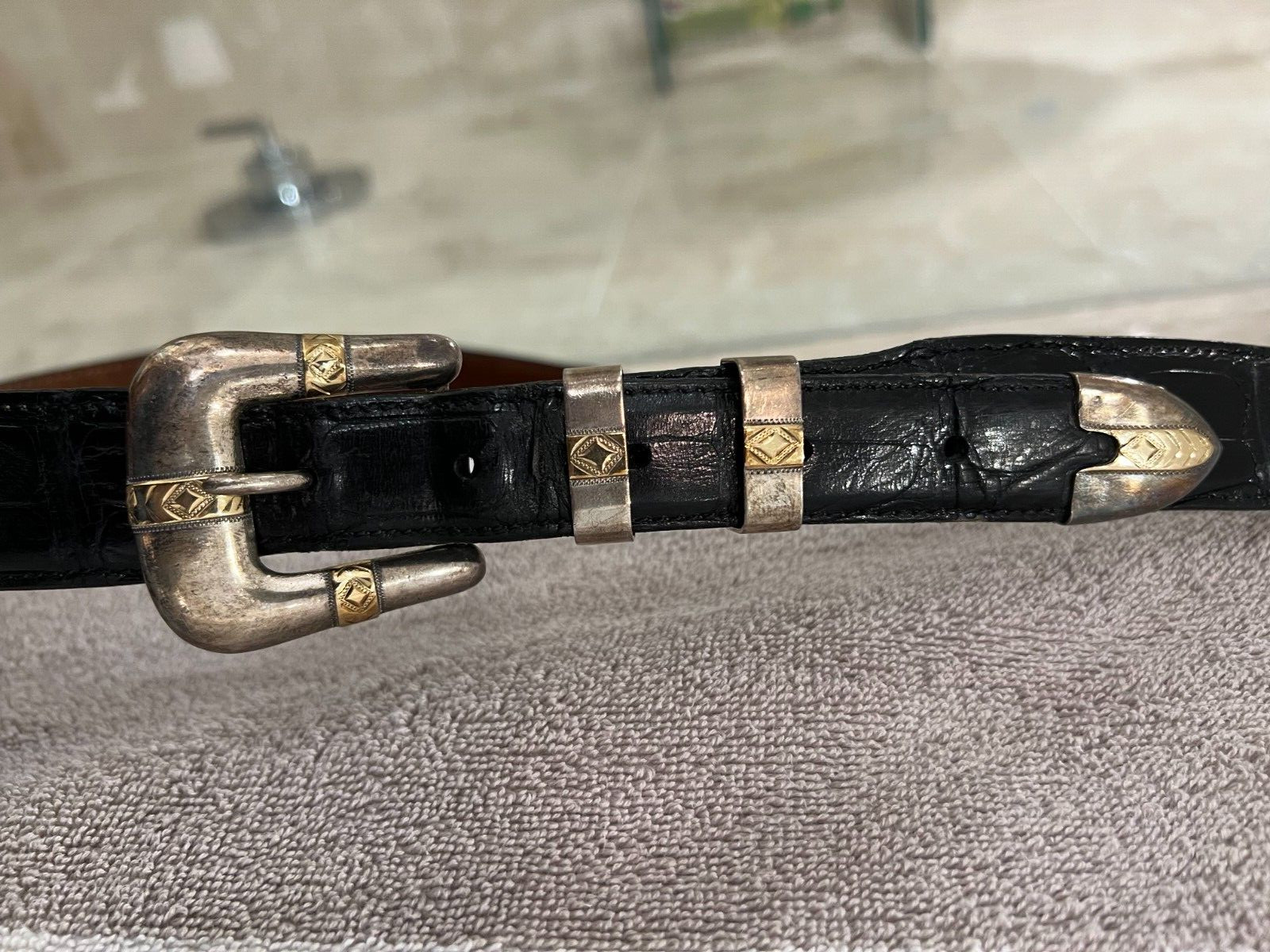 J.W. Comstock Heritage Sterling Silver 14K Gold 4 Buckle w Alligator Belt $4K