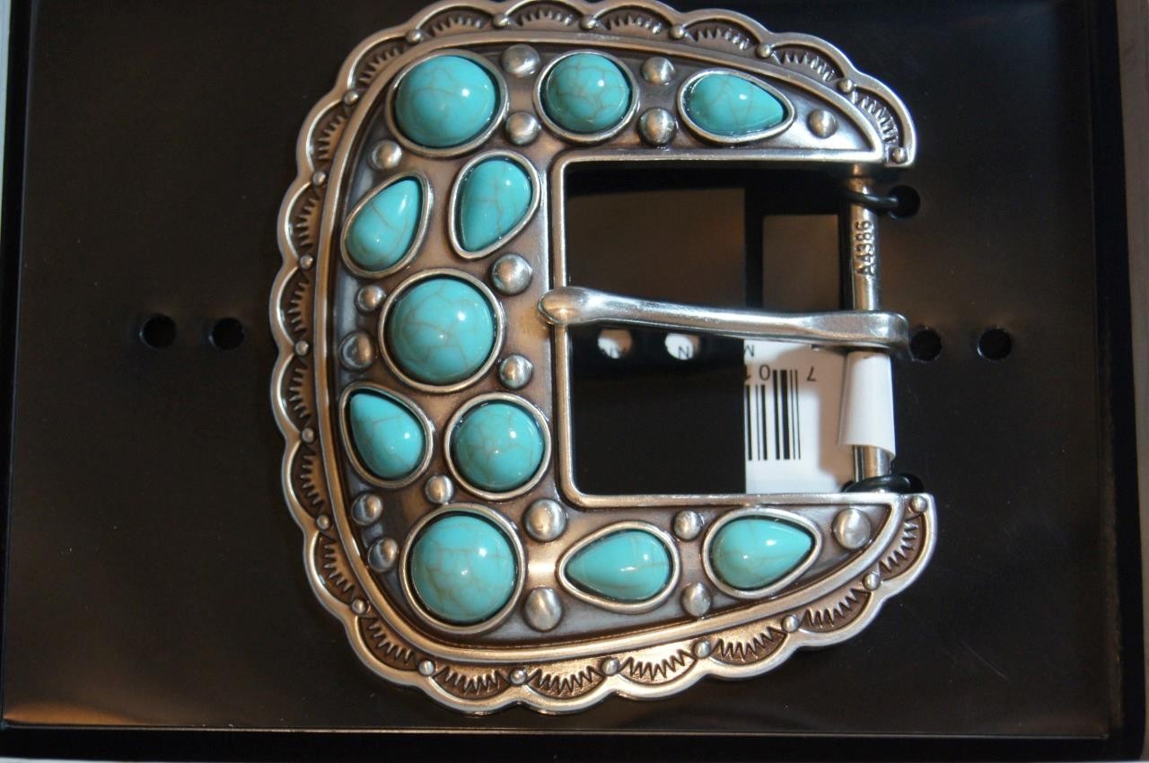 Blazin Roxx Western Chunky Faux Turquoise Stones belt buckle 37931