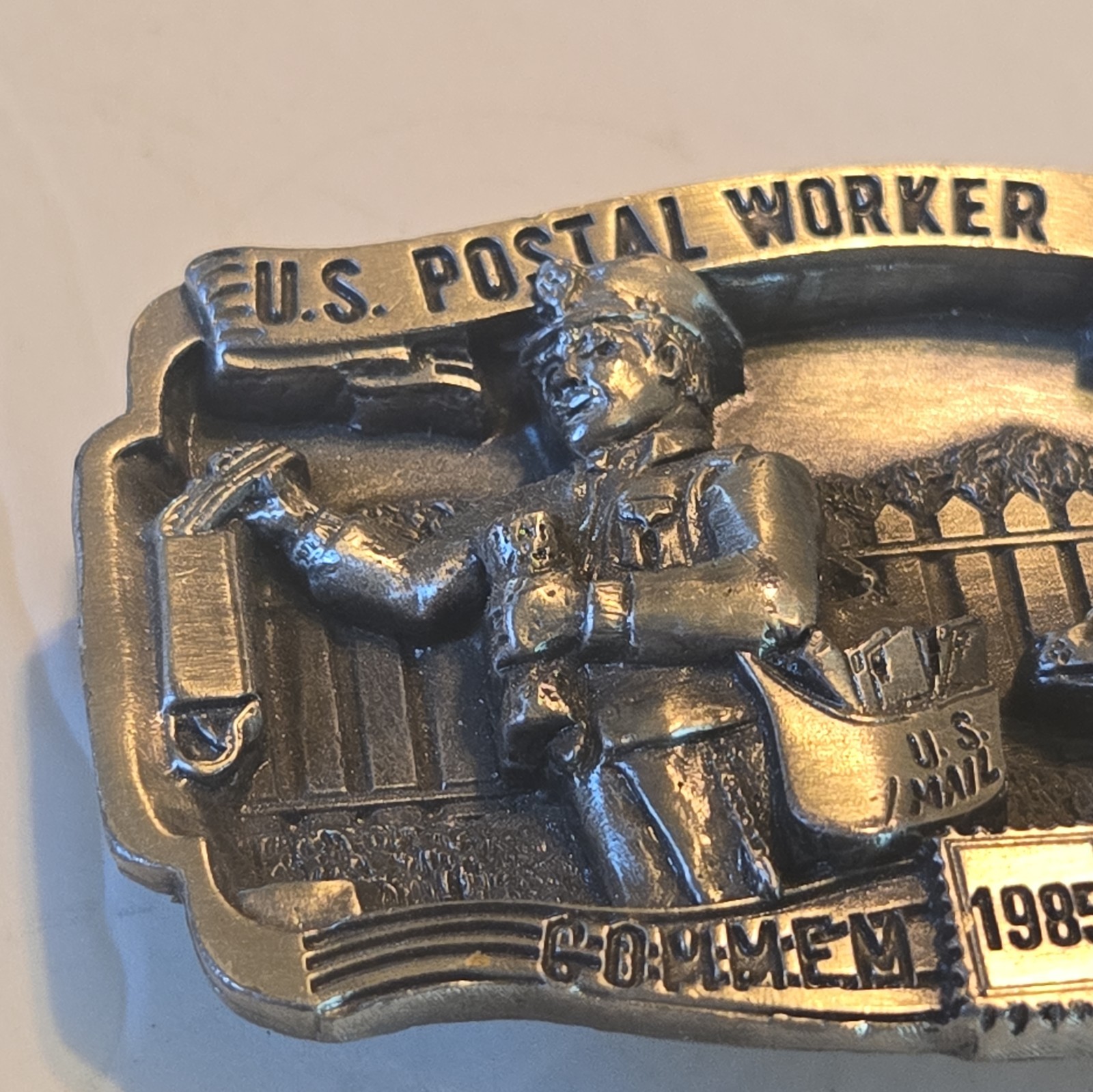 Vintage 1985 Postal Worker Commemorative U.S. Mail Belt Buckle #3012 of 5000