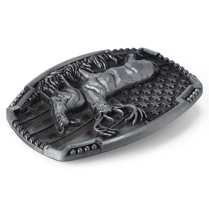 Deer leather buckle Western cowboy motorcycle riding belt buckle
