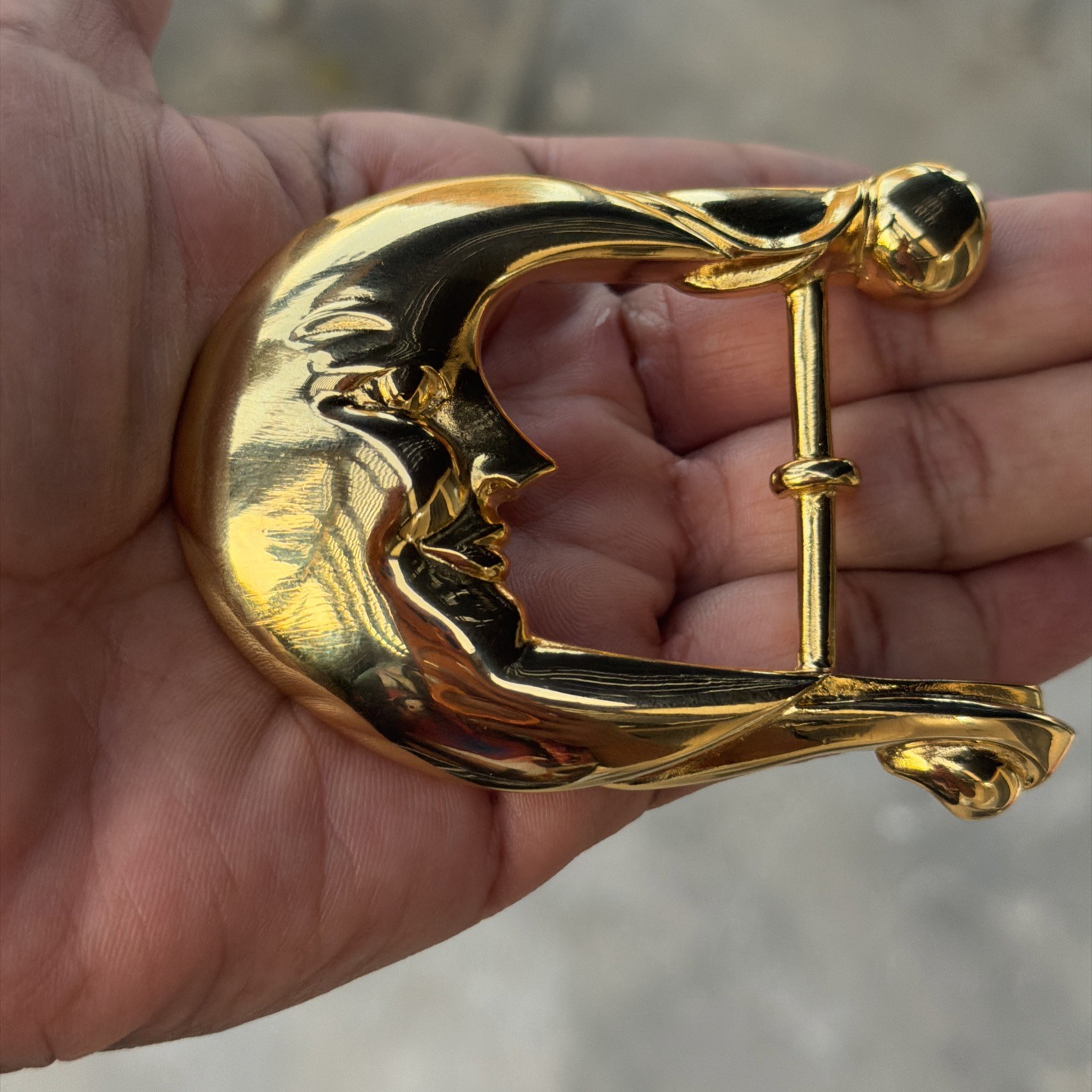 Barry Kieselstein cord sterling 925 gold vermeil moon face buckle