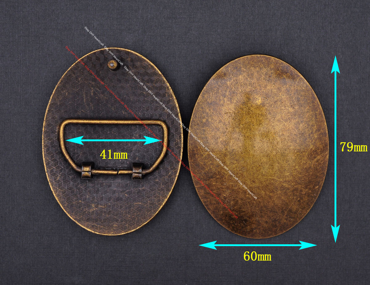 Vintage Brass Plated Western Cowboy Oval DIY Leather Belt Buckle fit 41mm Strap