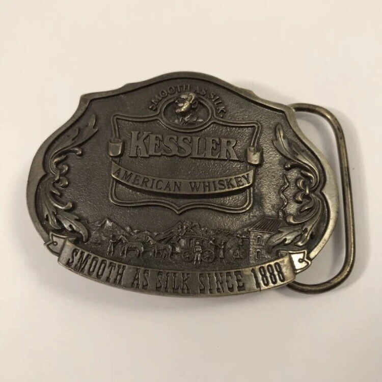 Vintage Kessler American Whiskey Western Brass Belt Buckle Limited Edition 1993