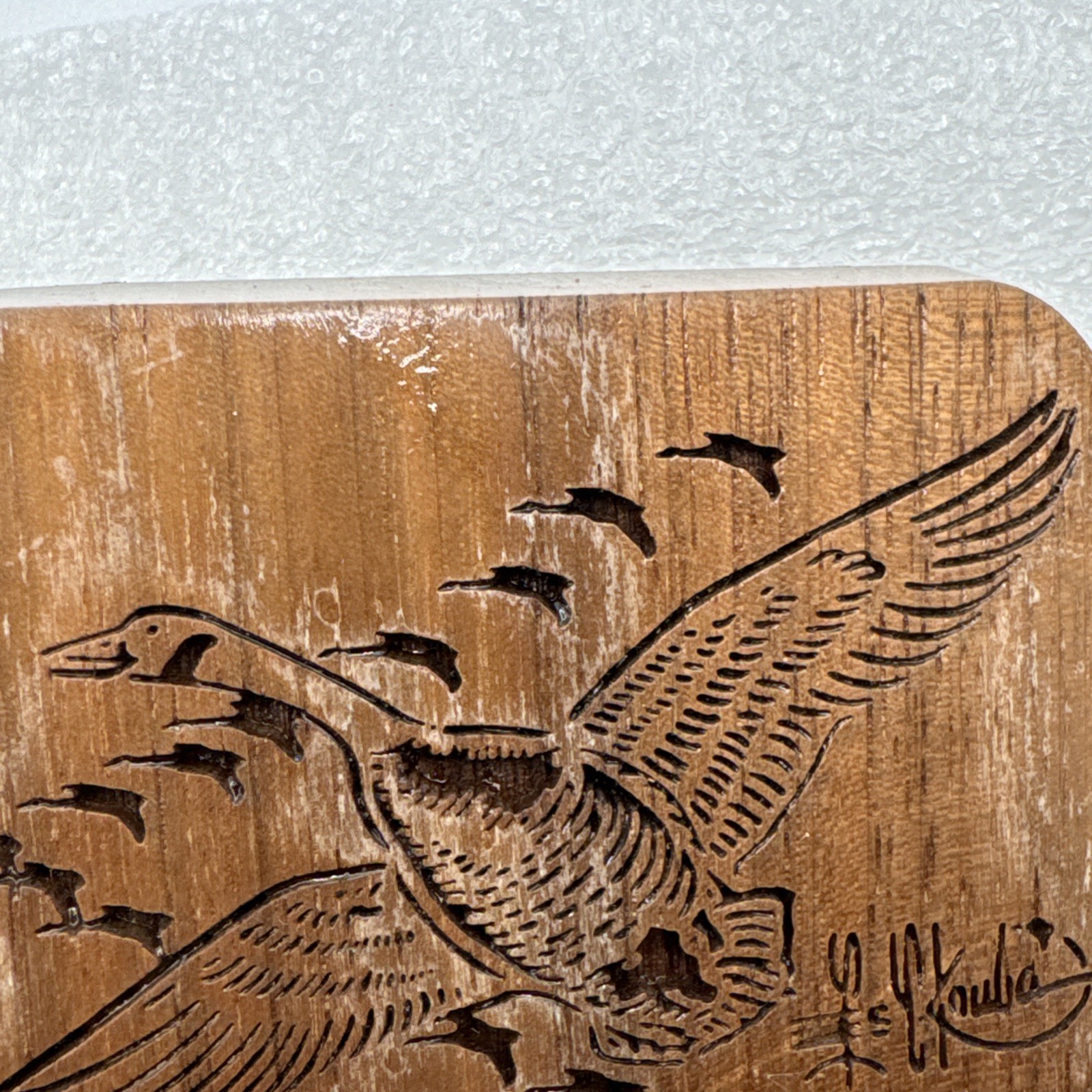 Vintage 1977 Lasercraft Laser Engraved V Formation Geese Duck Theme Belt Buckle