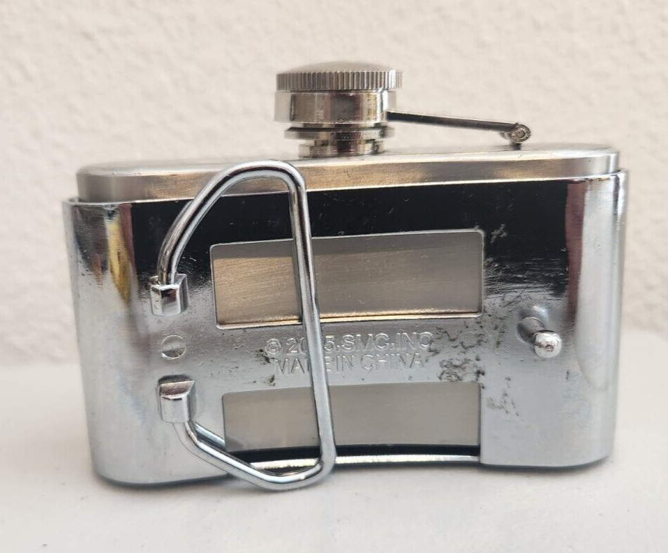 Hustler Stainless Steel Flask Metal Removable Concealed Belt Buckle 2005