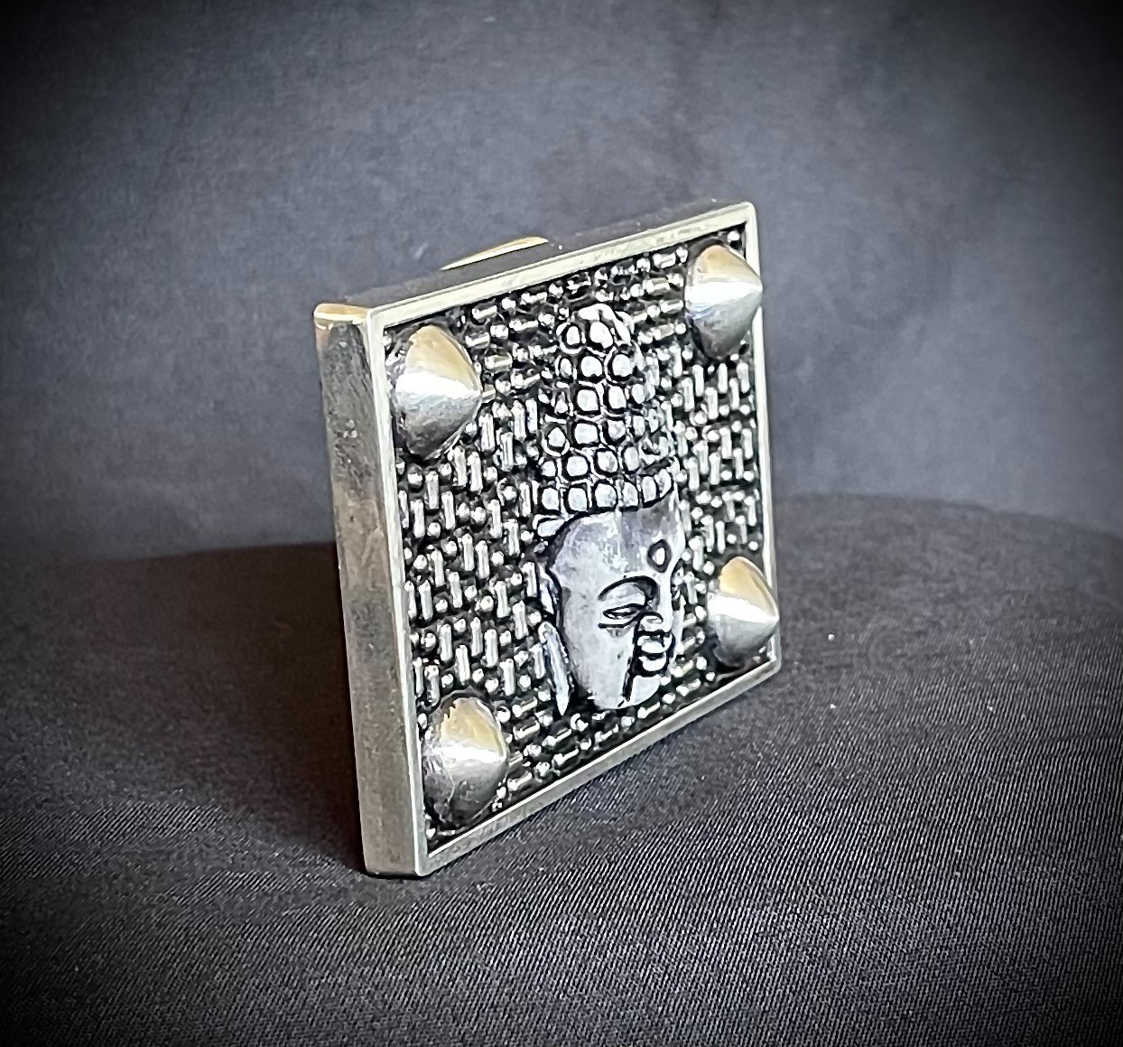 Buddha Belt Buckle Handmade Zen Spiritual 3.75” OOAK Darren McNeese