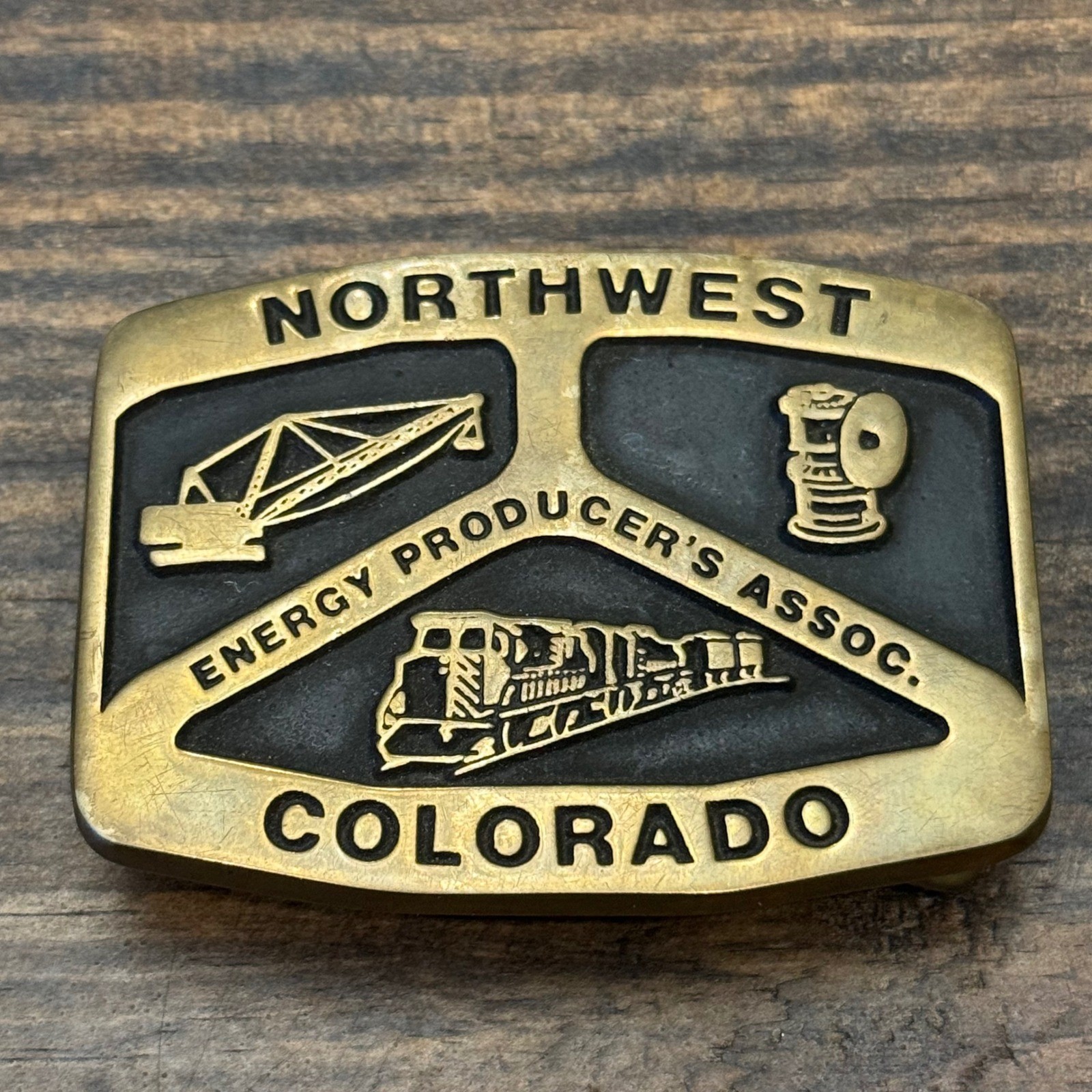 Vintage 1985 Anacortes Brass Works Northwest Energy Colorado Belt Buckle Train