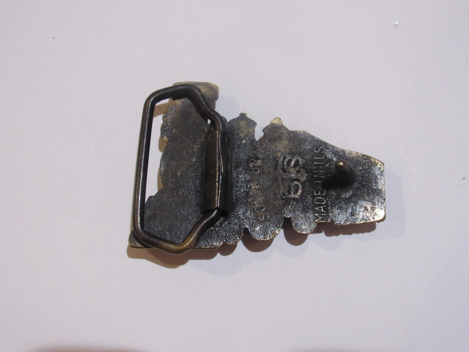 vintage 1978 1979 solid brass die-cut Steam Train shaped Locomotive belt buckle