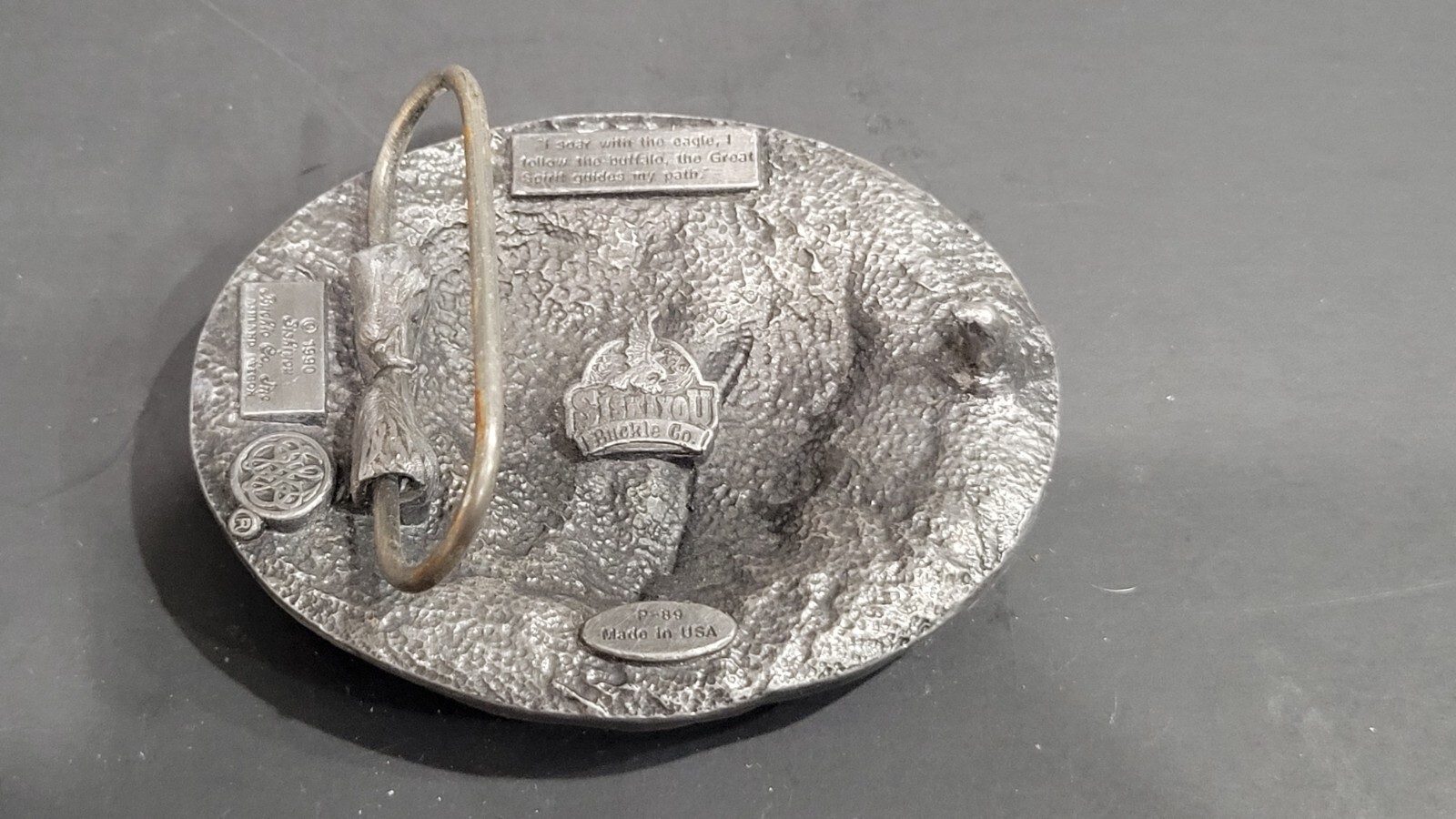1990 Siskiyou Pewter Western Belt Buckle Co P-89 Native American Indian Eagle