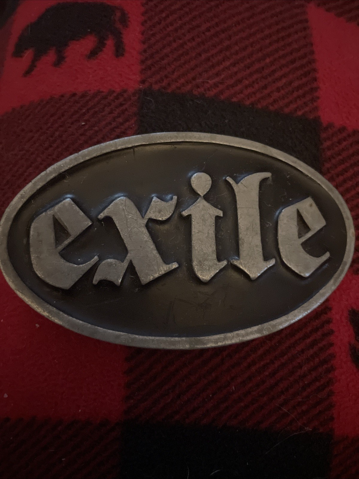 2005 EXILE CYCLES Black Metal Belt Buckle And Bottle Opener 4”