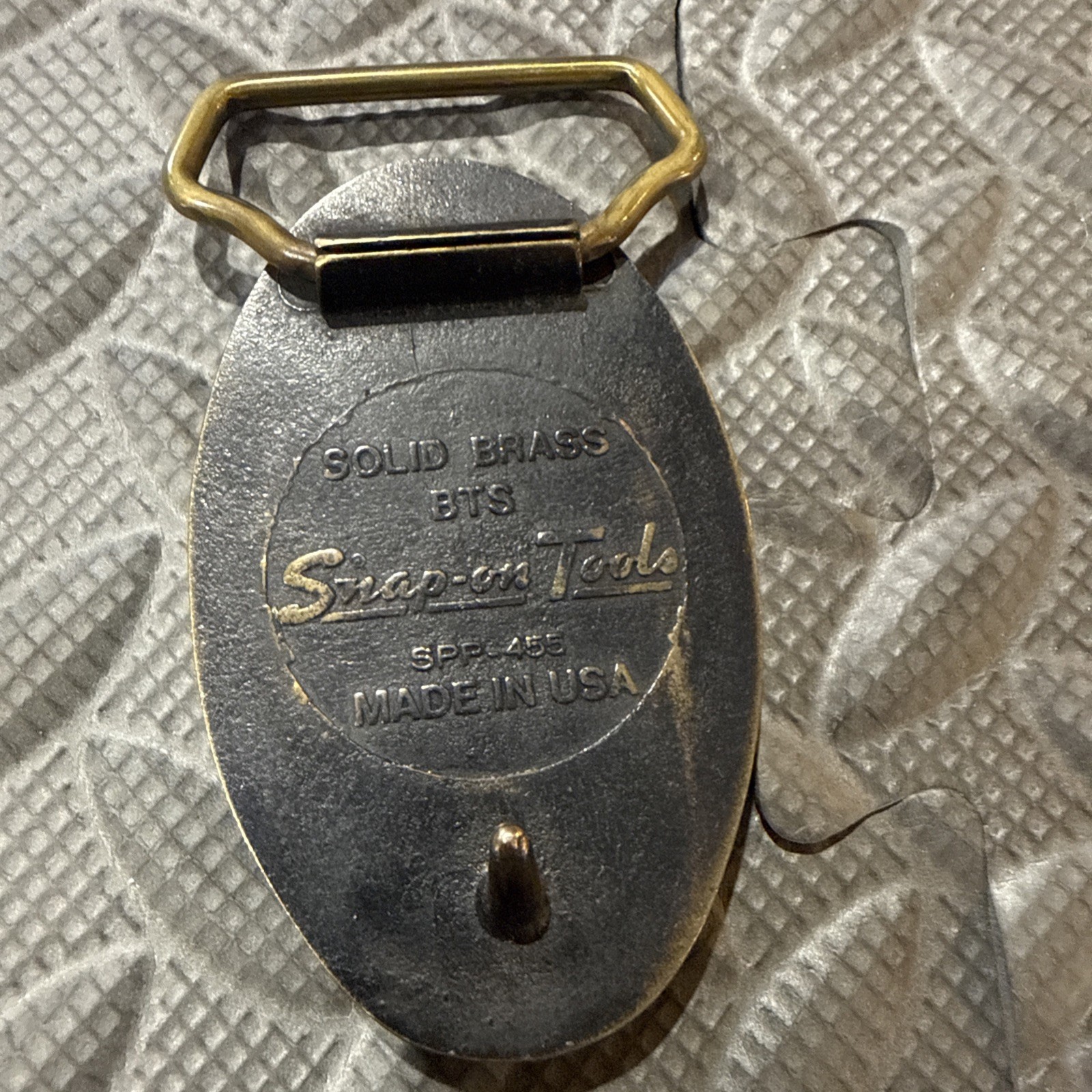 Vintage Snap On Tools Solid Brass Belt Buckle BTS SPP-455 Retro USA Work Wear