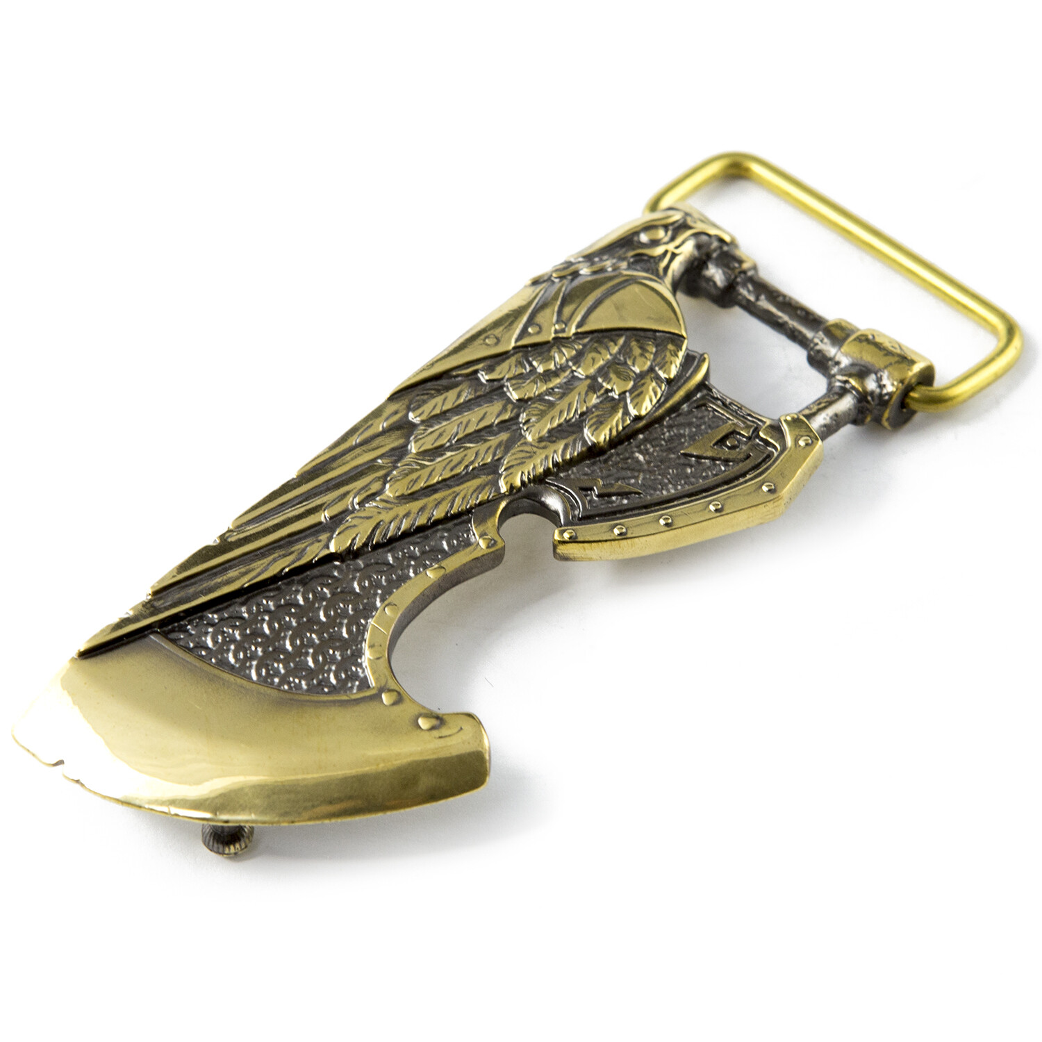 Brass belt buckle Ax of God, Medieval style buckle, Solid brass axe buckle
