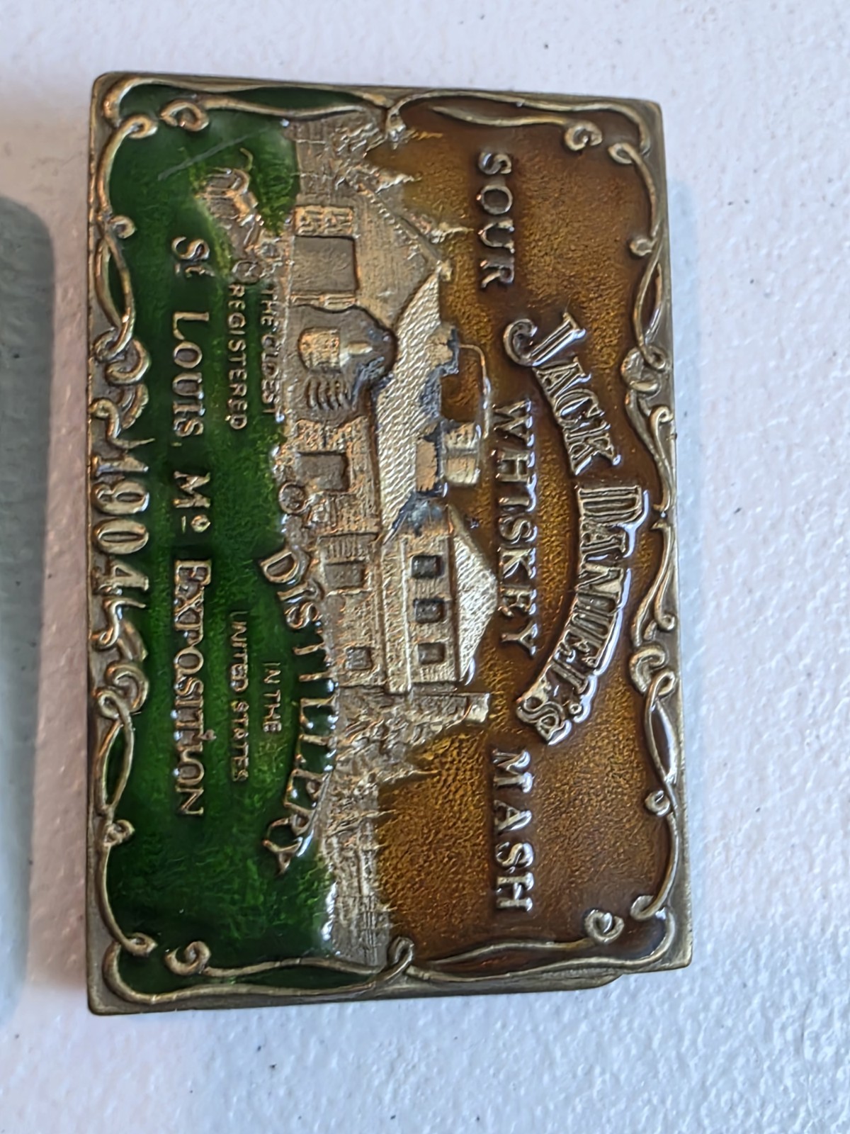 Lot of 2 Jack Daniel&rsquo;s Belt Buckles Lynchburg TN Distillery 1994 & 2006 JD Brass
