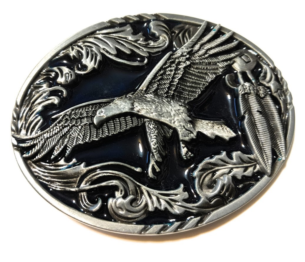 Classic Soaring EAGLE Antique Silver color BELT BUCKLE Full Metal Western USA