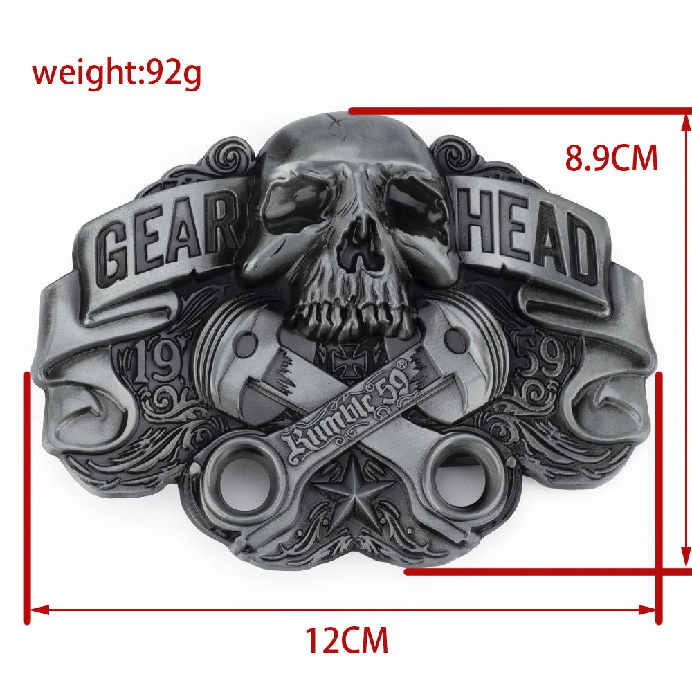 Metal Zinc Alloy Belt Buckle Western Cowboy Gear Head Skull Casual Fashion Style