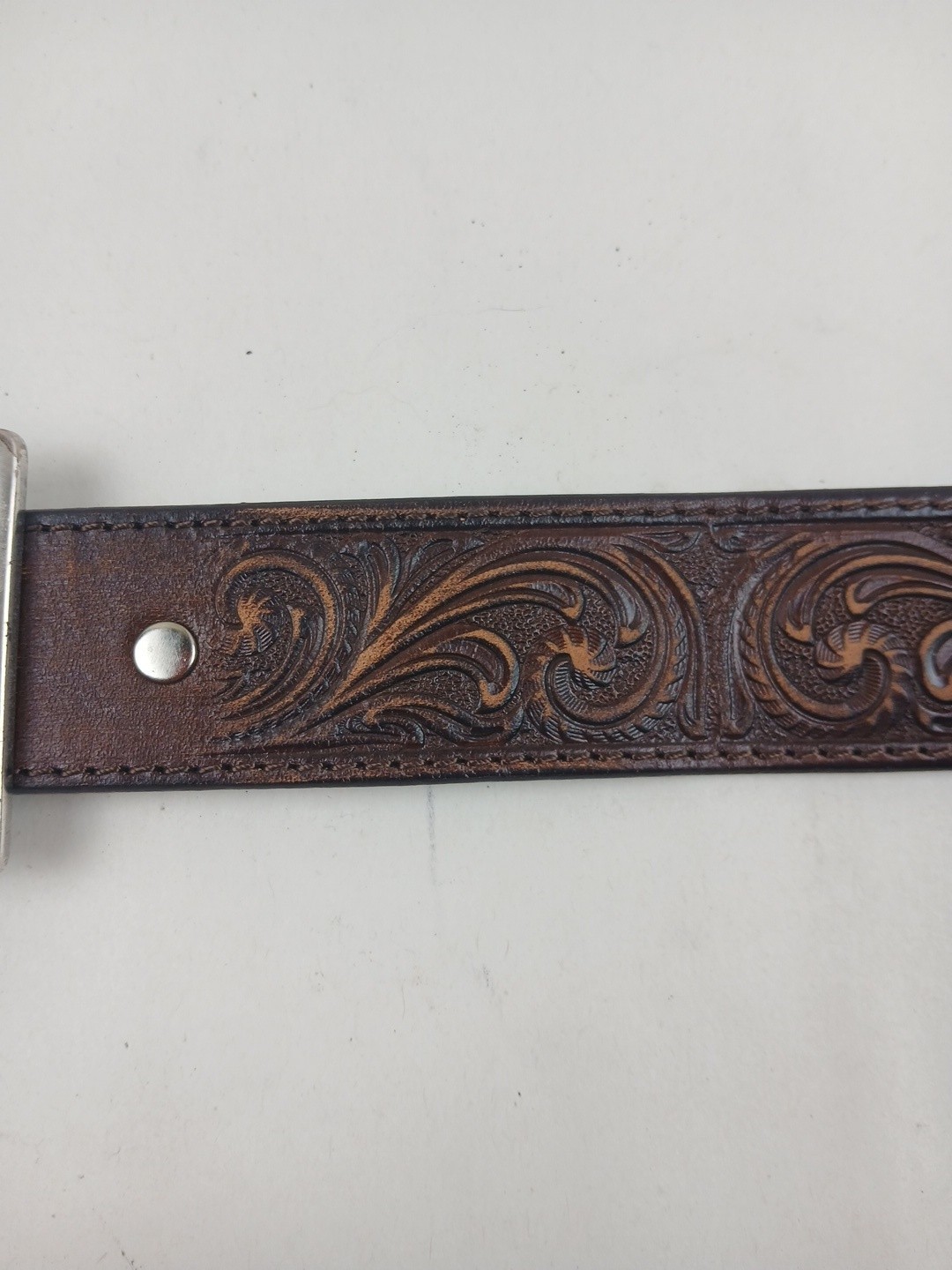 Nocona Silver Tone Western Cross Turquoise Inlay Rectangular Large Belt Buckle