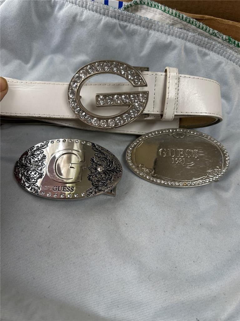 Vintage Guess Jeans Belt Buckle Lot of Three Buckles and 1 Belt