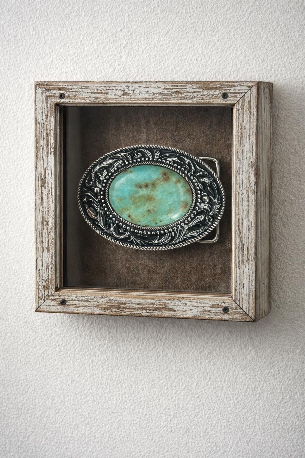 Turquoise Stone Belt Buckle Engraved Silver Western Cowboy Rodeo Design