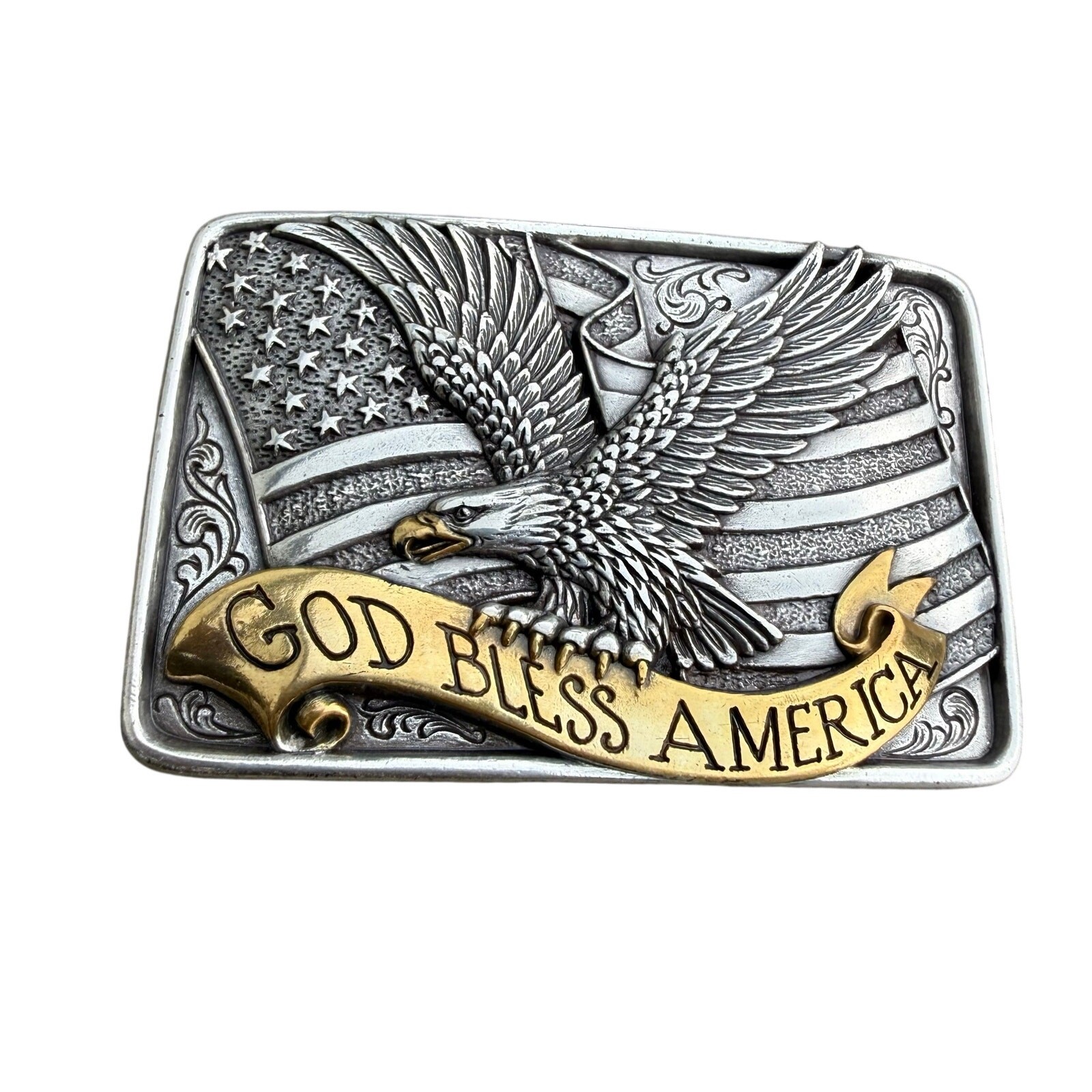 God Bless America Bald Eagle Patriotic Commemorative Nocona? Belt Buckle