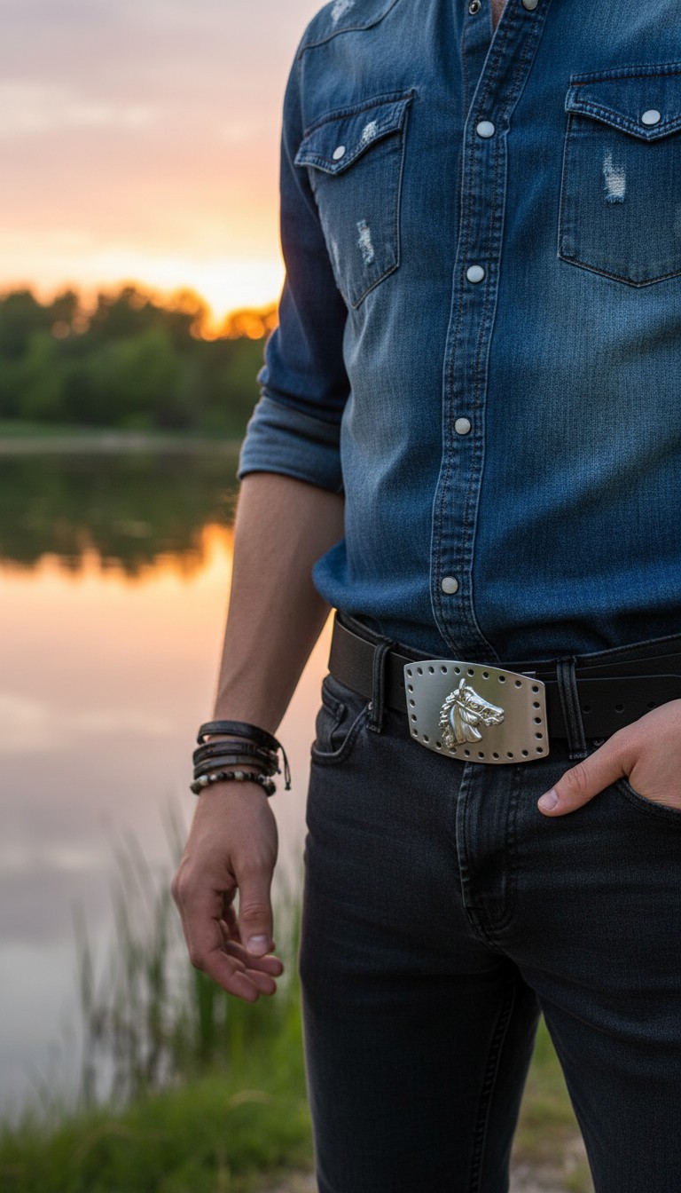 Men Women Western Fashion Belt Buckle Silver Metal Rodeo Horse Big Square Holes