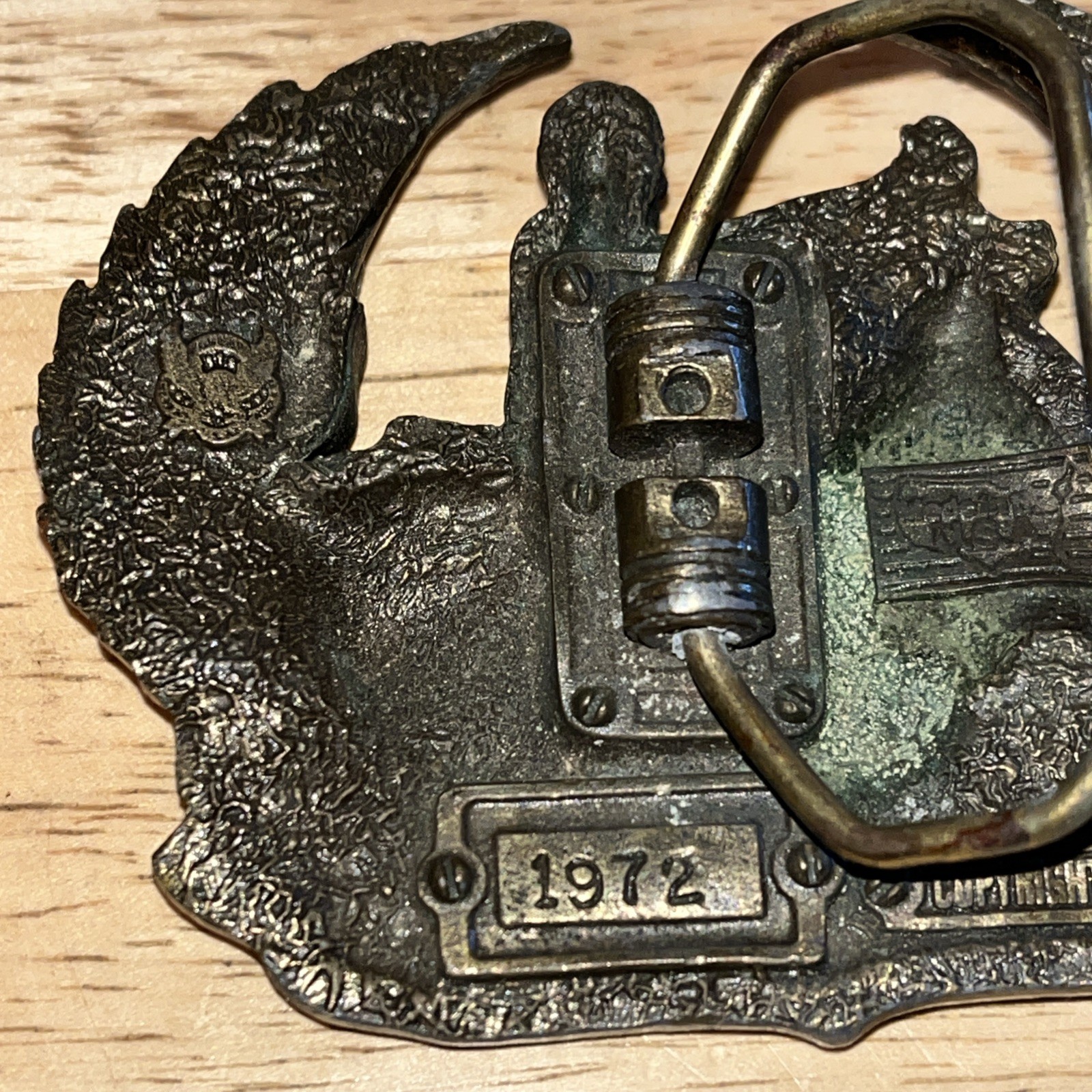 Vintage Brass Hell On Wheels Winged Biker Skeleton Motorcycle Belt Buckle