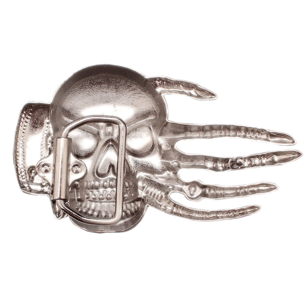 Hand and Skull Belt Buckle Western Cowboy Cowgirl Motorcyclist Pirate (HND5M)