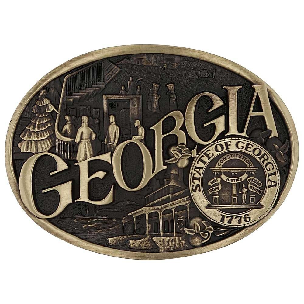 Montana Silversmiths State Heritage Antiqued Oval Brass Western Belt Buckle New