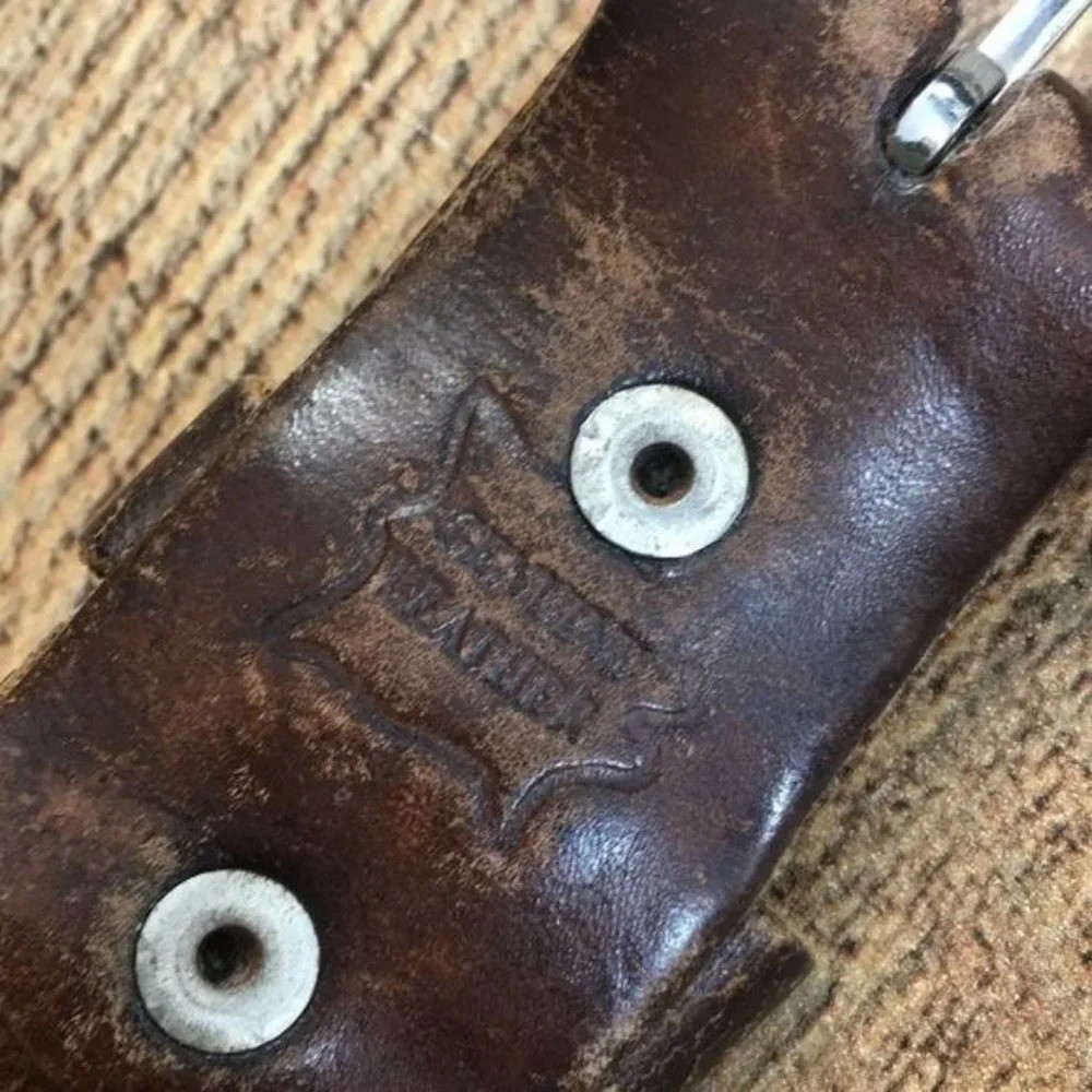 US Army Vintage Brown Leather Buckle Belt Mens One Size