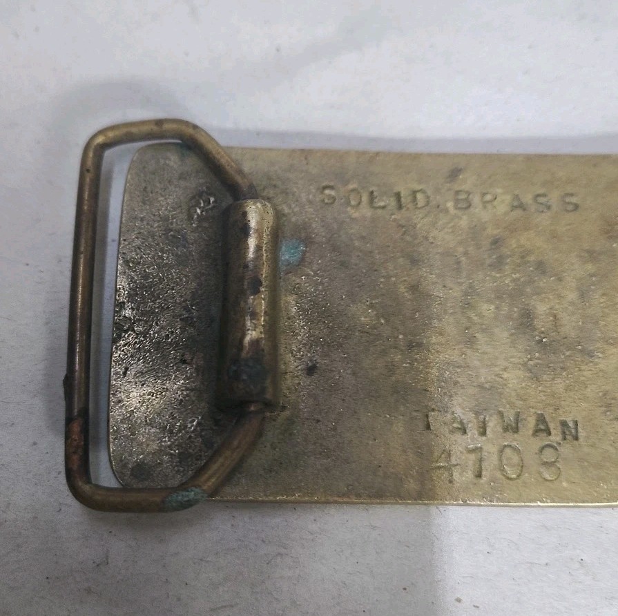 VTG Guitar Player Solid Brass Belt Buckle Retro Rock Band 4108 Taiwan Rectangle