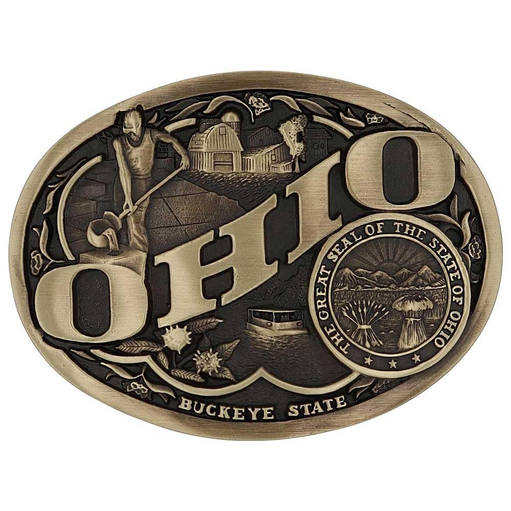 Montana Silversmiths State Heritage Antiqued Oval Brass Western Belt Buckle New