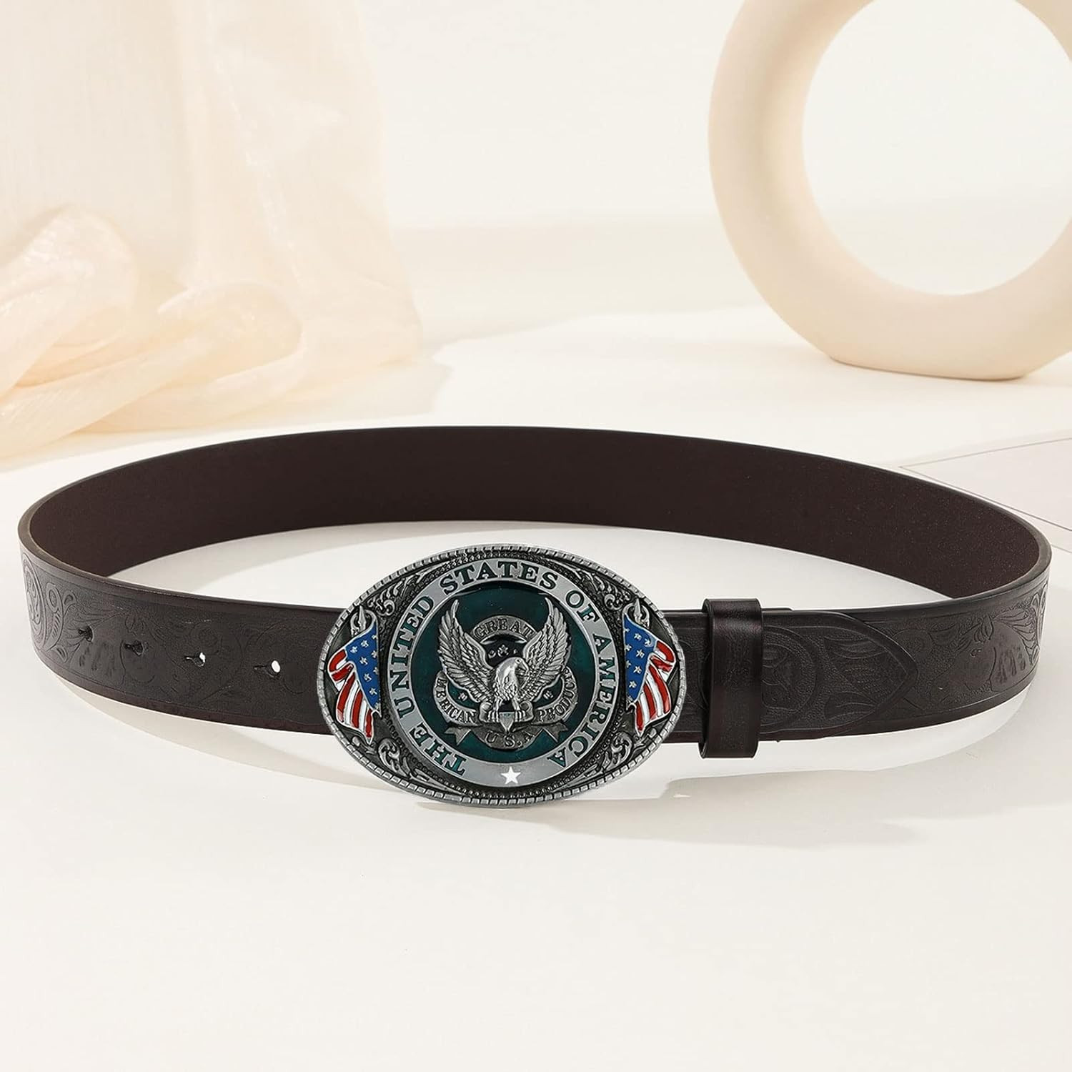 The United State of American Flag Belt Buckle Patriotic Eagle Western Cowboy Buc