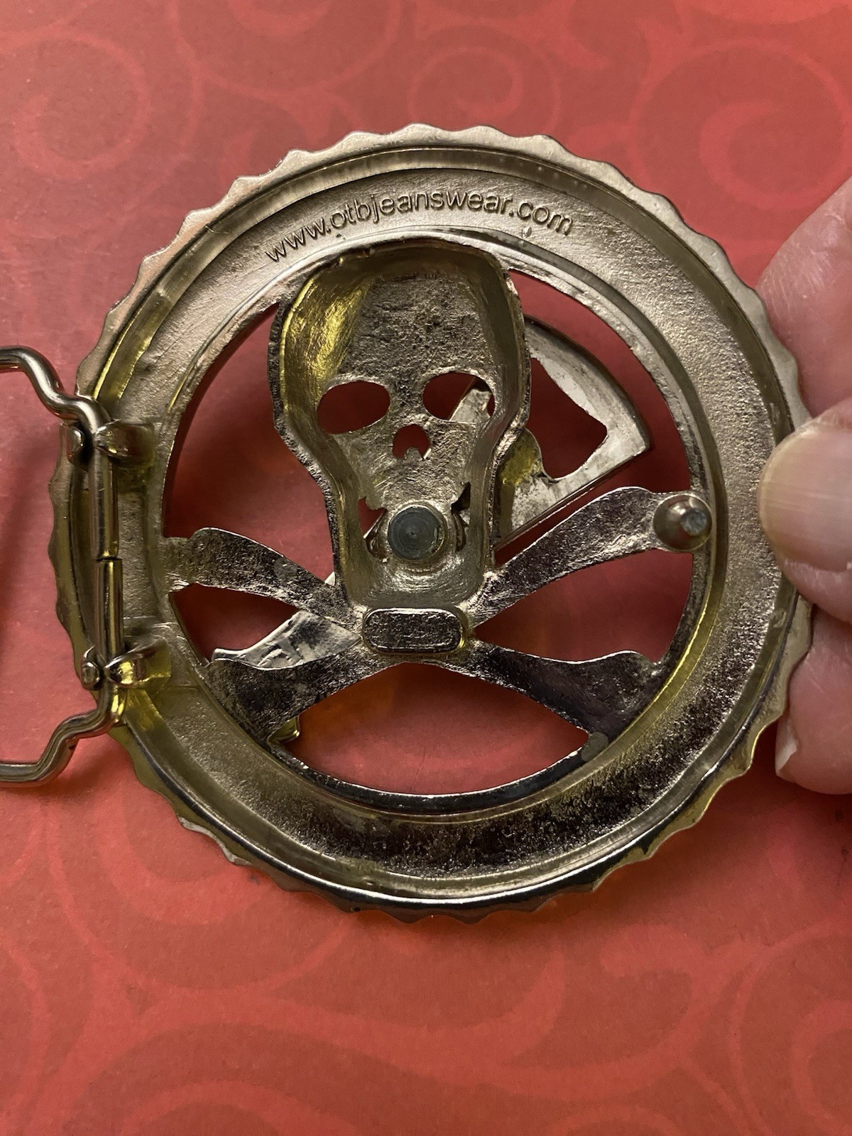 Vintage Skull & Crossbones Drinking Game with Spinner Belt Buckle