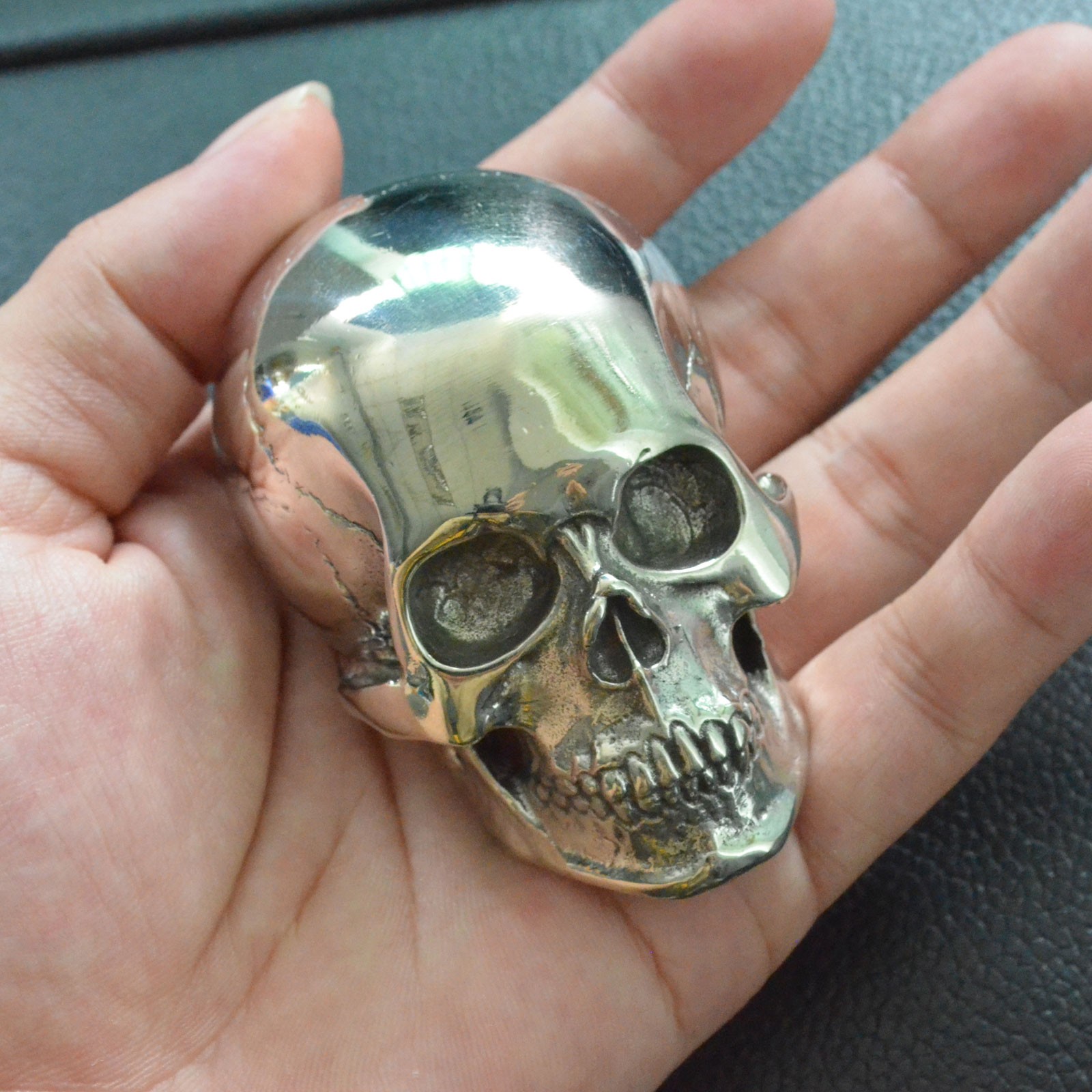 White Copper 3D Human Skull Belt Buckle,Polished Silver Skull Men&rsquo;s Buckle gift