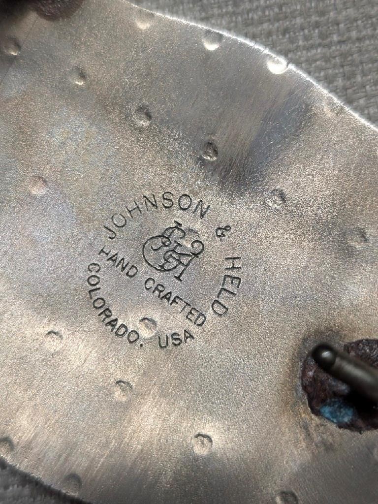 vintage USA made FOX RACING handcrafted WESTERN belt buckle CHROME johnson held