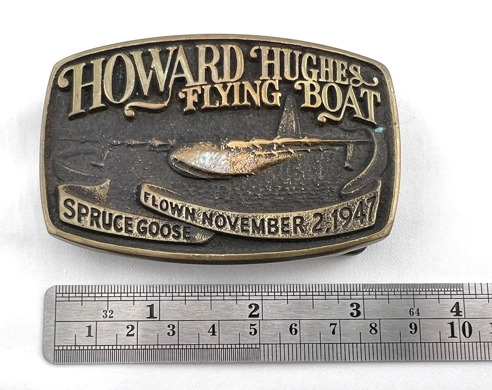 1981 Howard Hughes Flying Boat Spruce Goose Belt Buckle – Age of Bronze – Calif.