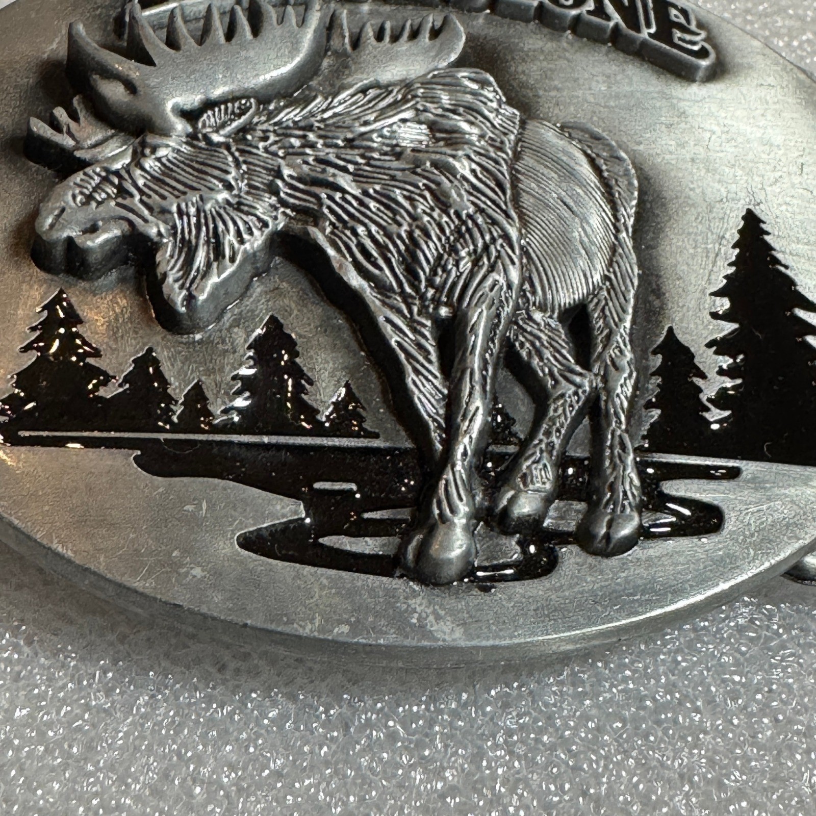 Yellowstone National Park Moose Belt Buckle Collectible Metal Silver Tone