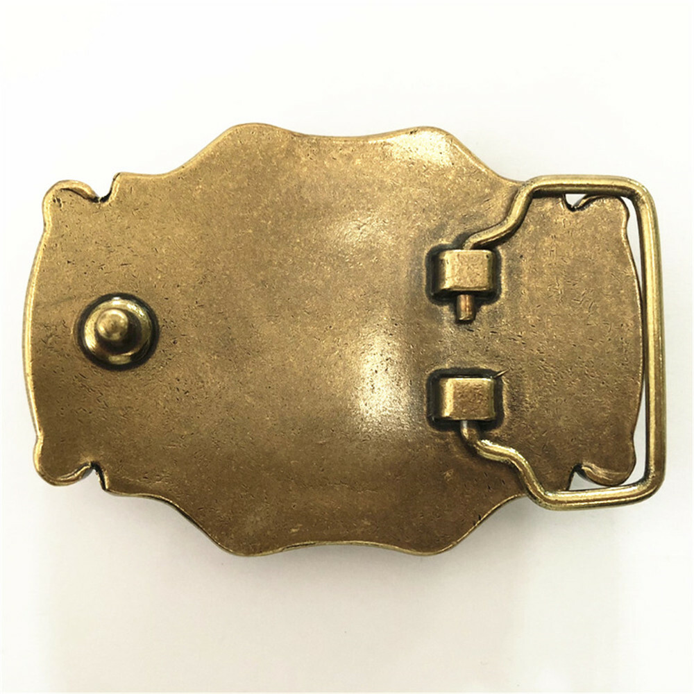 Grass & Jade Solid Brass Mens Belt Buckle Western Cowboy Vintage Antique