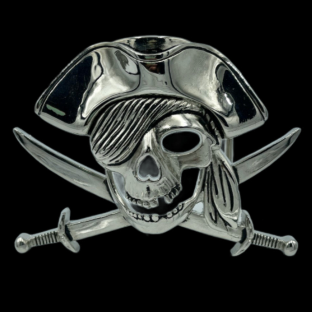 Sea Pirate Skull Skeleton Ship Flag Sword Knife Belt Buckle Boucle De Ceinture