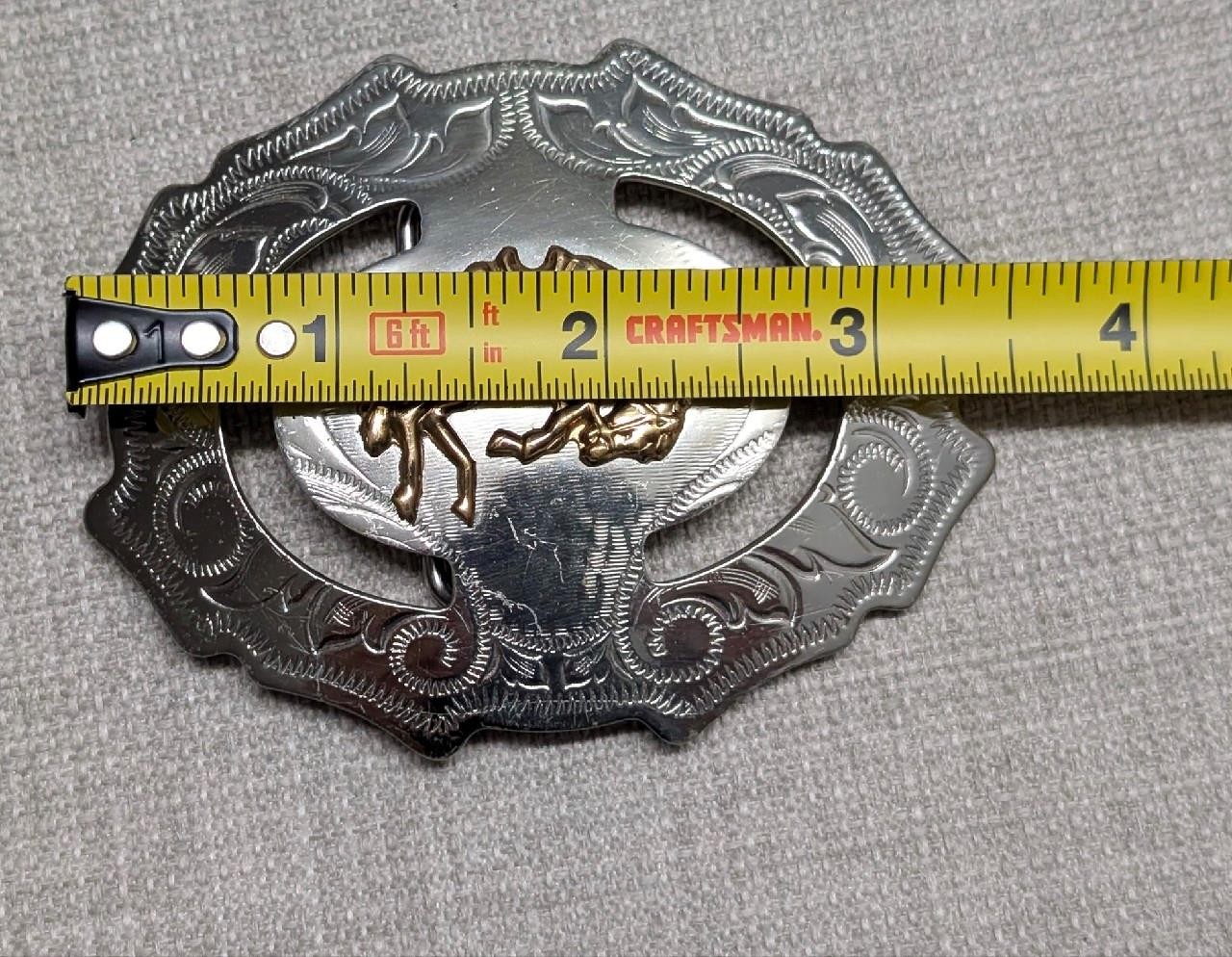 vintage USA made MILLER belt buckle NICKEL SILVER western RODEO cowboy horse