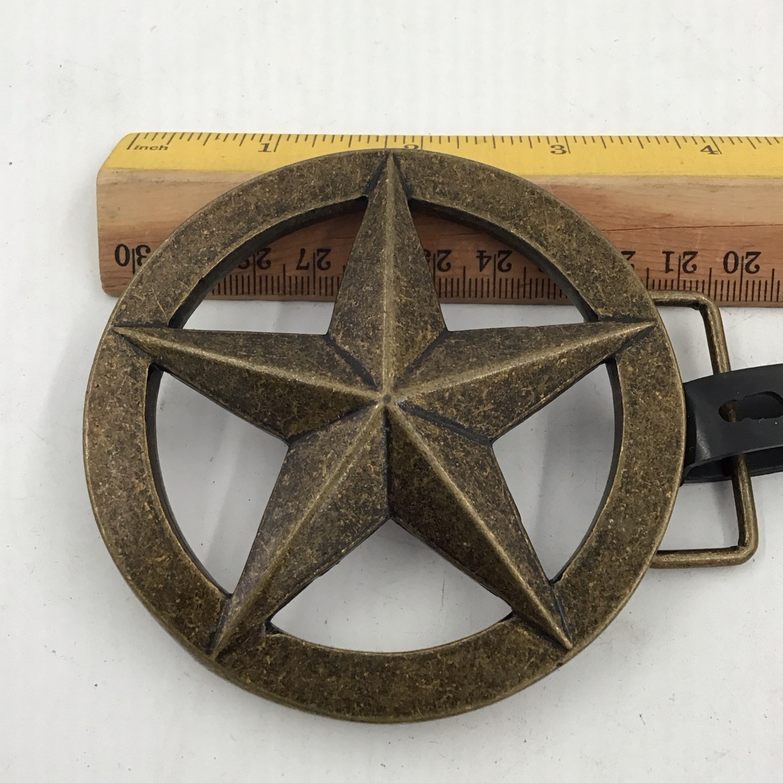 Vintage Bronze Star Western Style Belt Buckle: 3.5 Inch Diameter, New