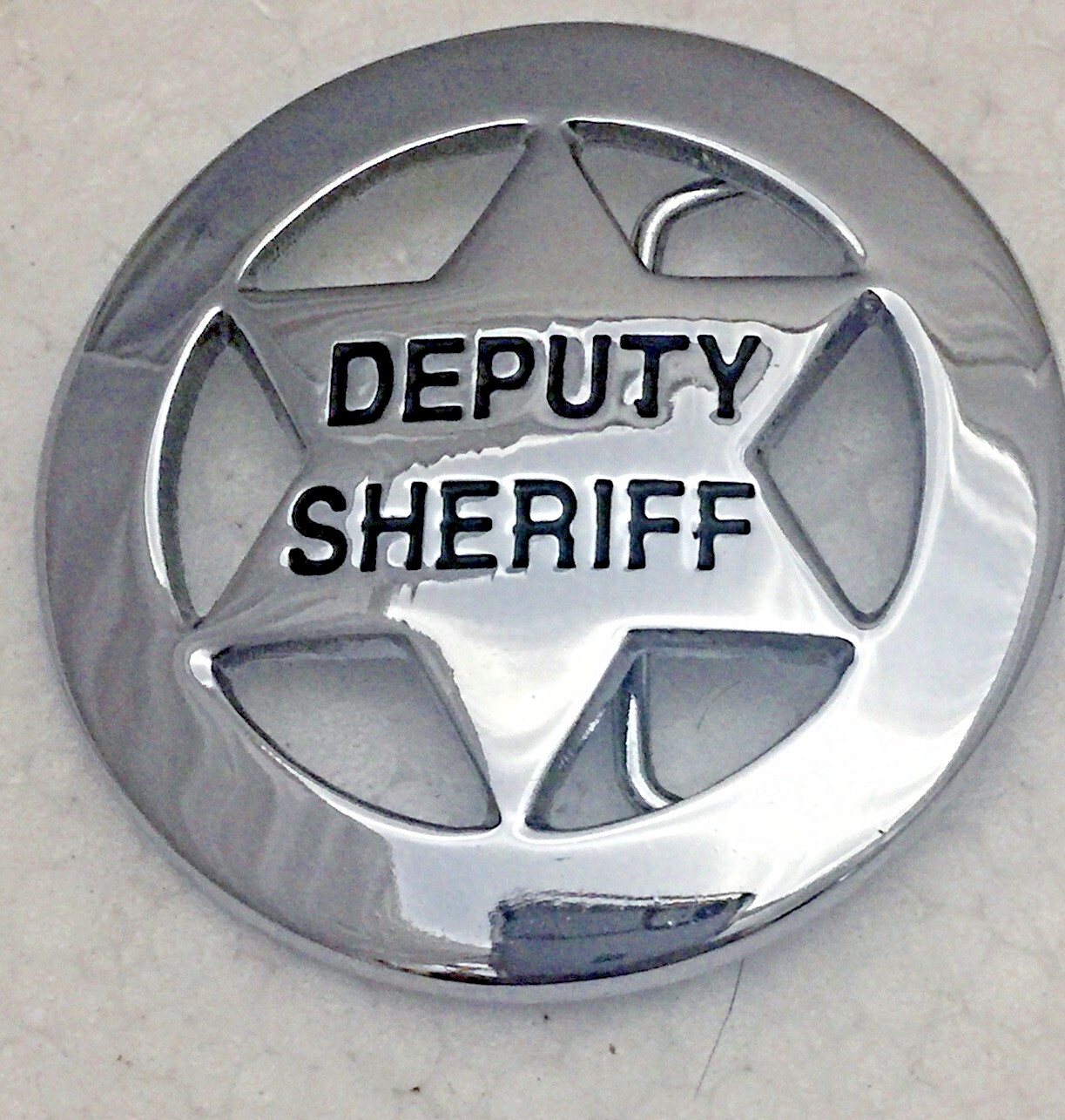 Solid Brass Deputy Sheriff Badge Belt Buckle 6 point Silver
