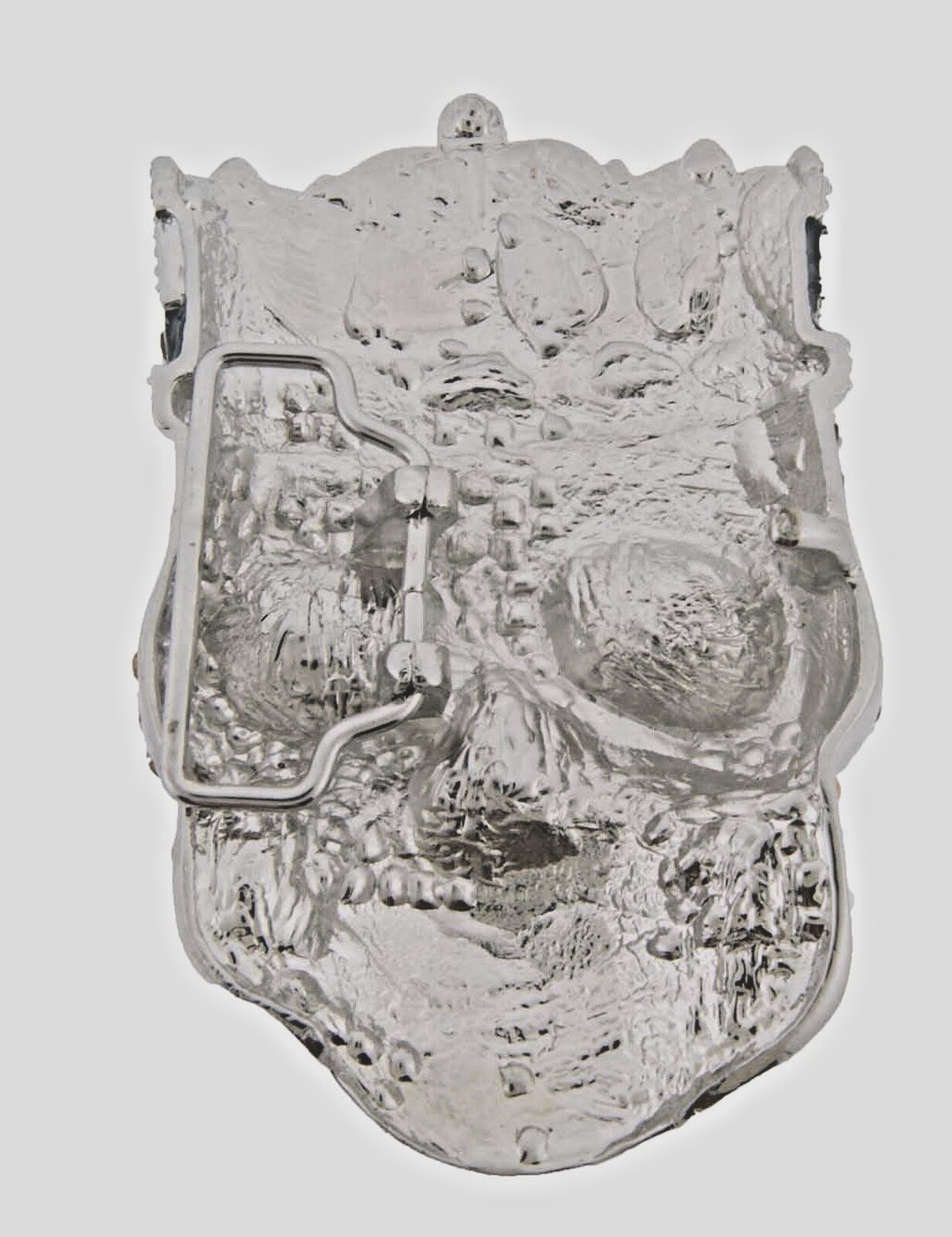 Skull Belt Buckle Silver Crown Metal Halloween Pirate Costume Bling Rhinestones
